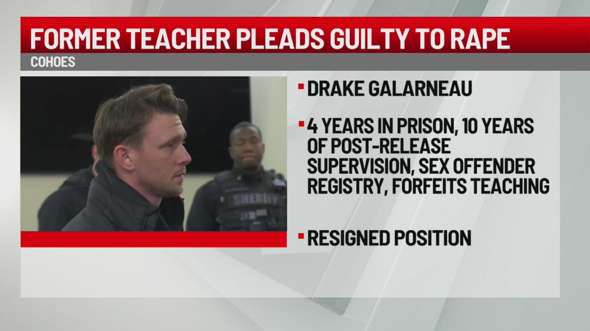 Former Cohoes teacher pleads guilty to raping student