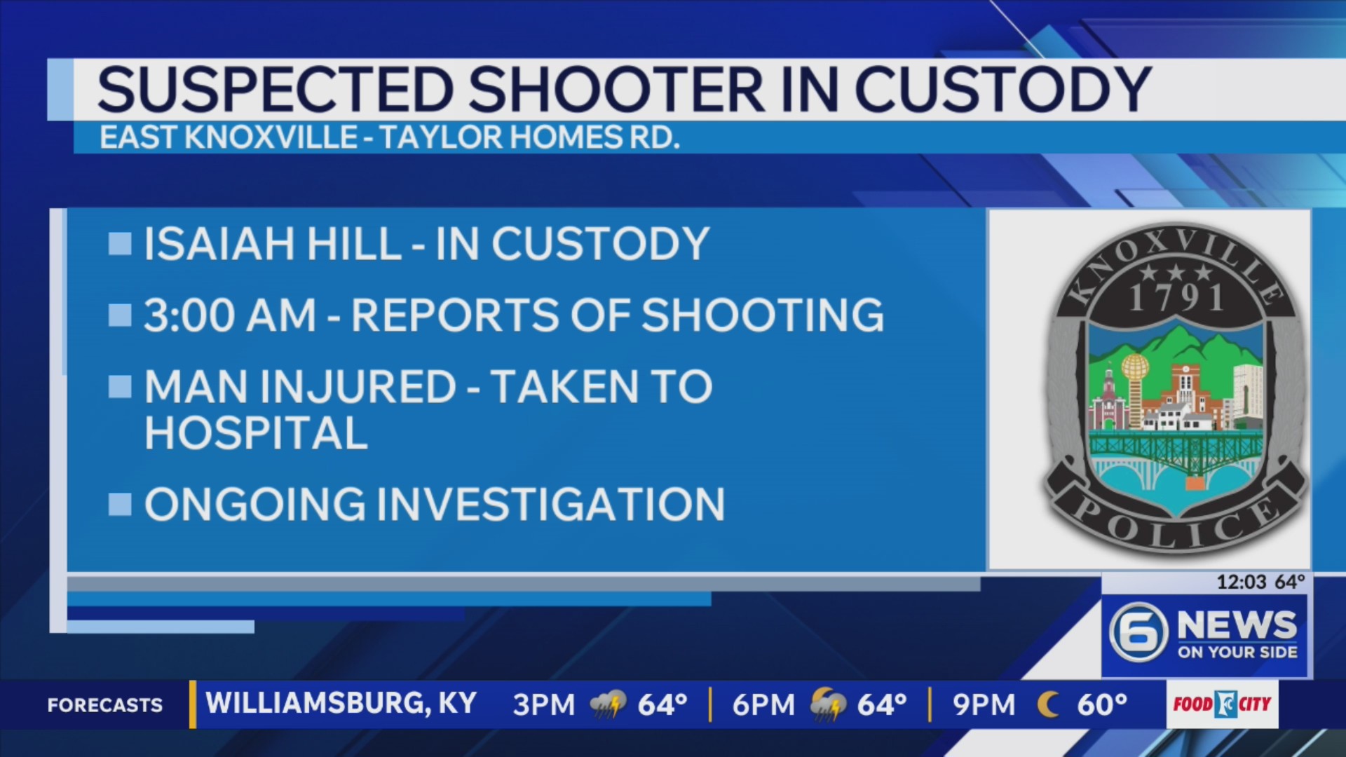 Alcoa man in custody after Knoxville shooting, one injured – WATE 6 On ...