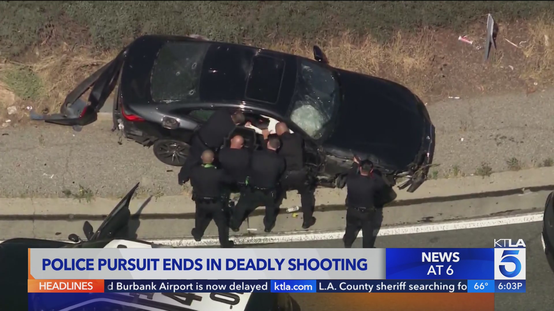 1 dead after pursuit ends in deadly shooting on East L.A. freeway – KTLA