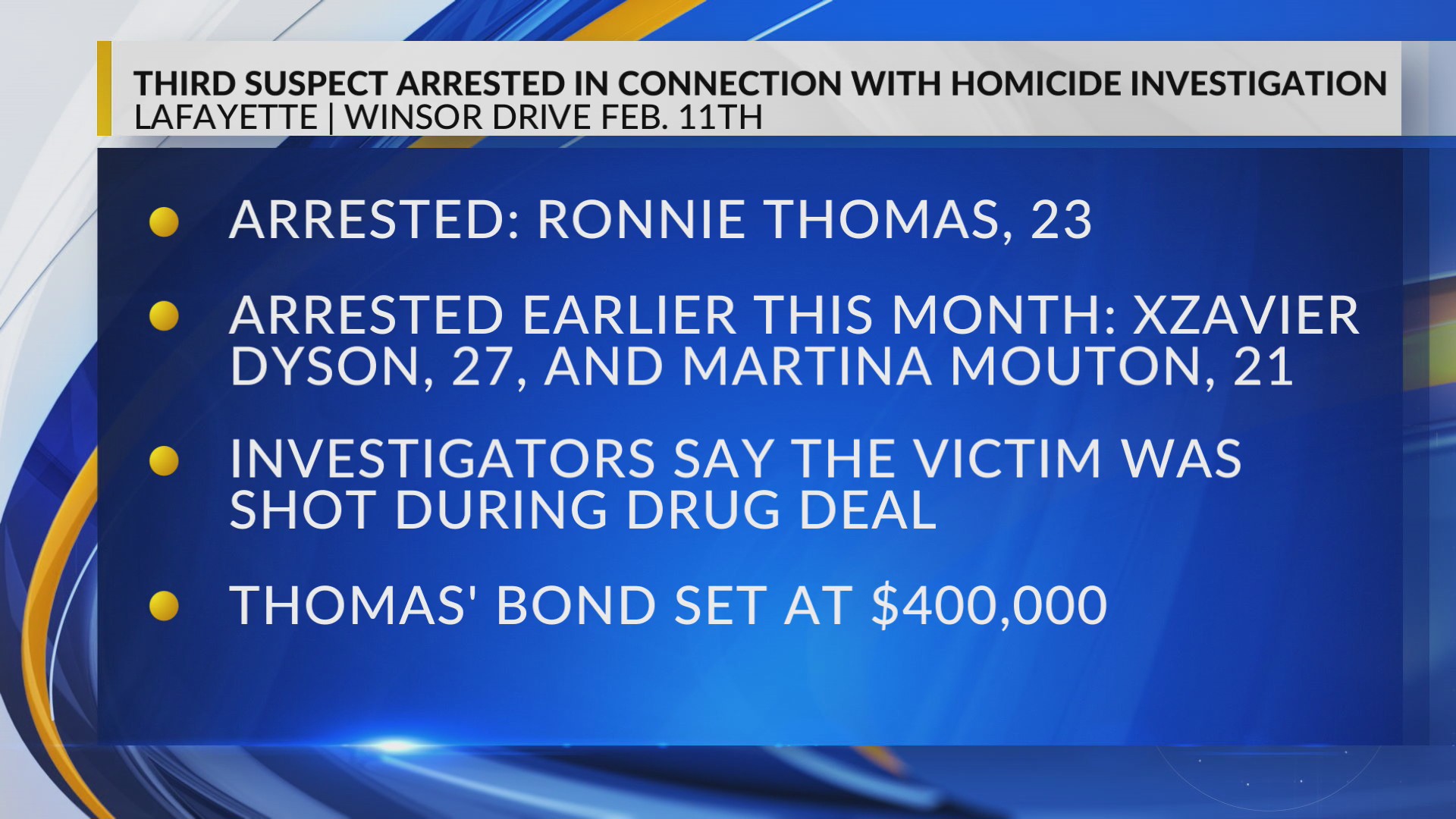 Third suspect arrested in connection with Lafayette homicide ...