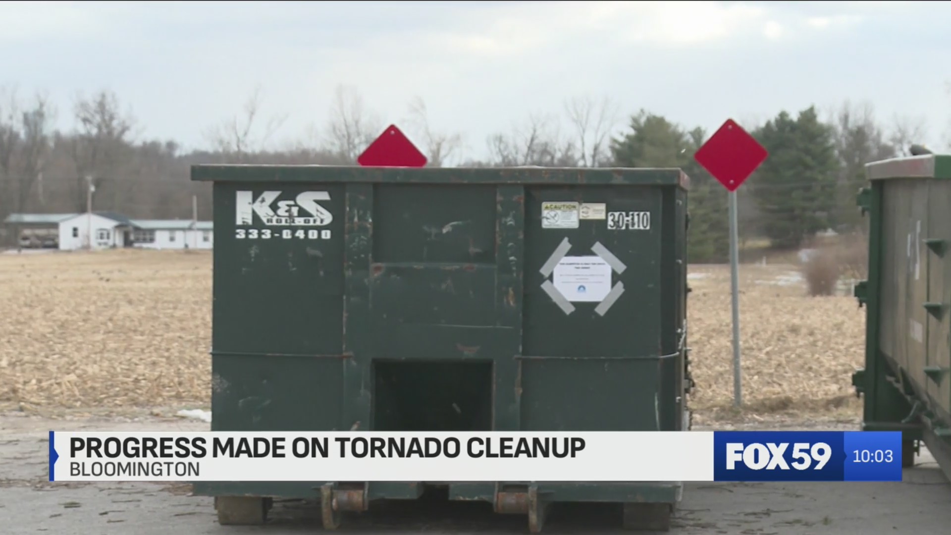 Dumpsters aiding with tornado cleanup in Monroe County – Fox 59