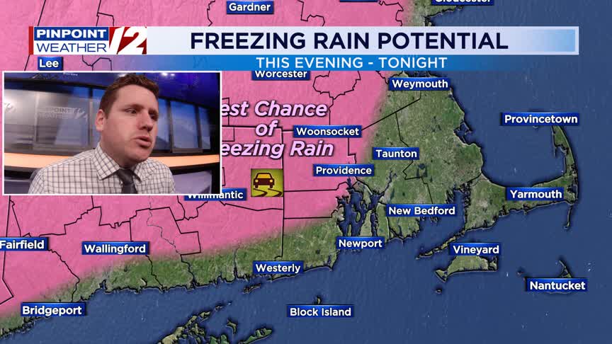 WPRI 12 Weather Alert 12/28/25: Freezing Rain Tonight for Inland Areas ...