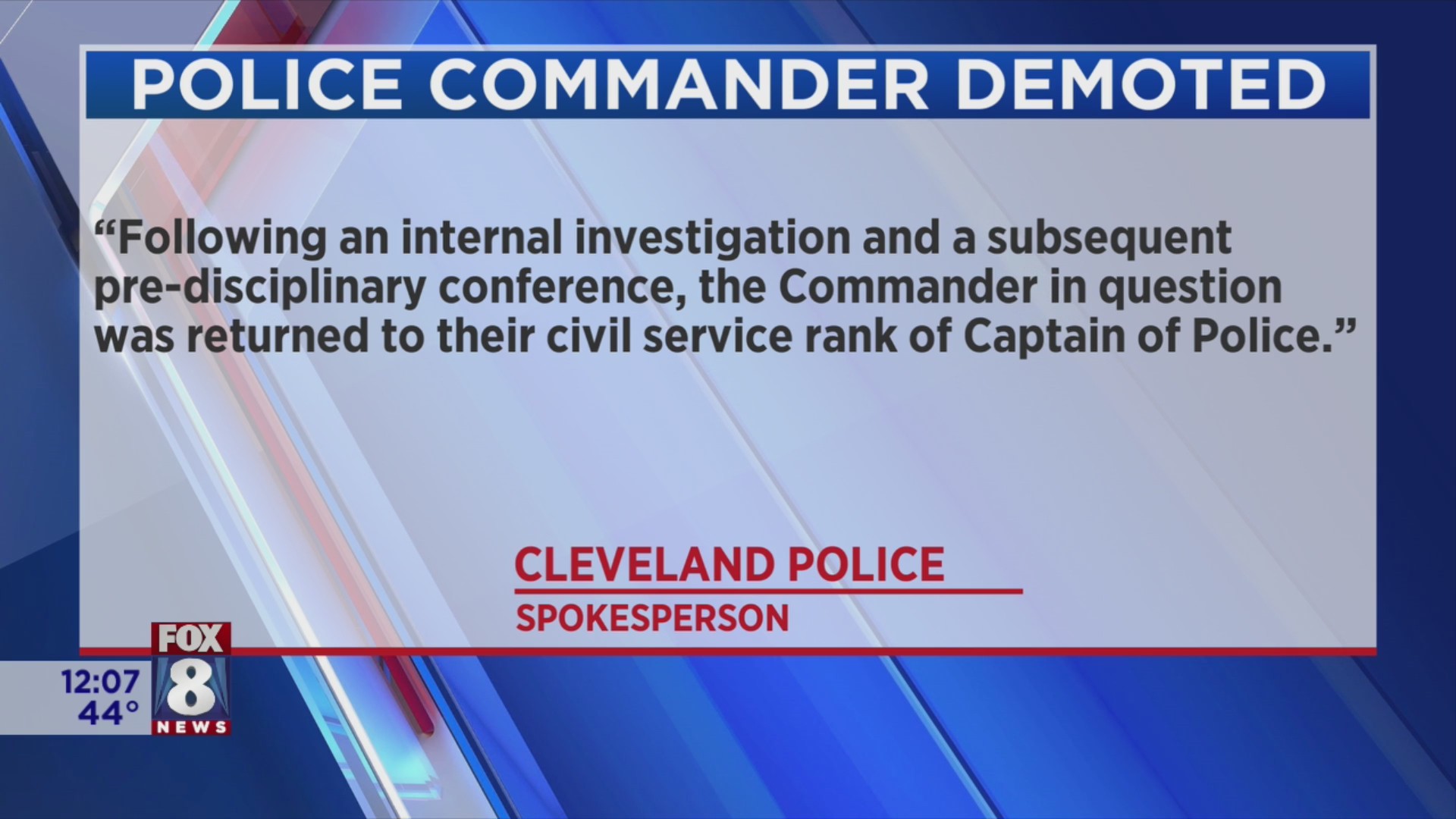 Police commander demoted – Fox 8 Cleveland WJW
