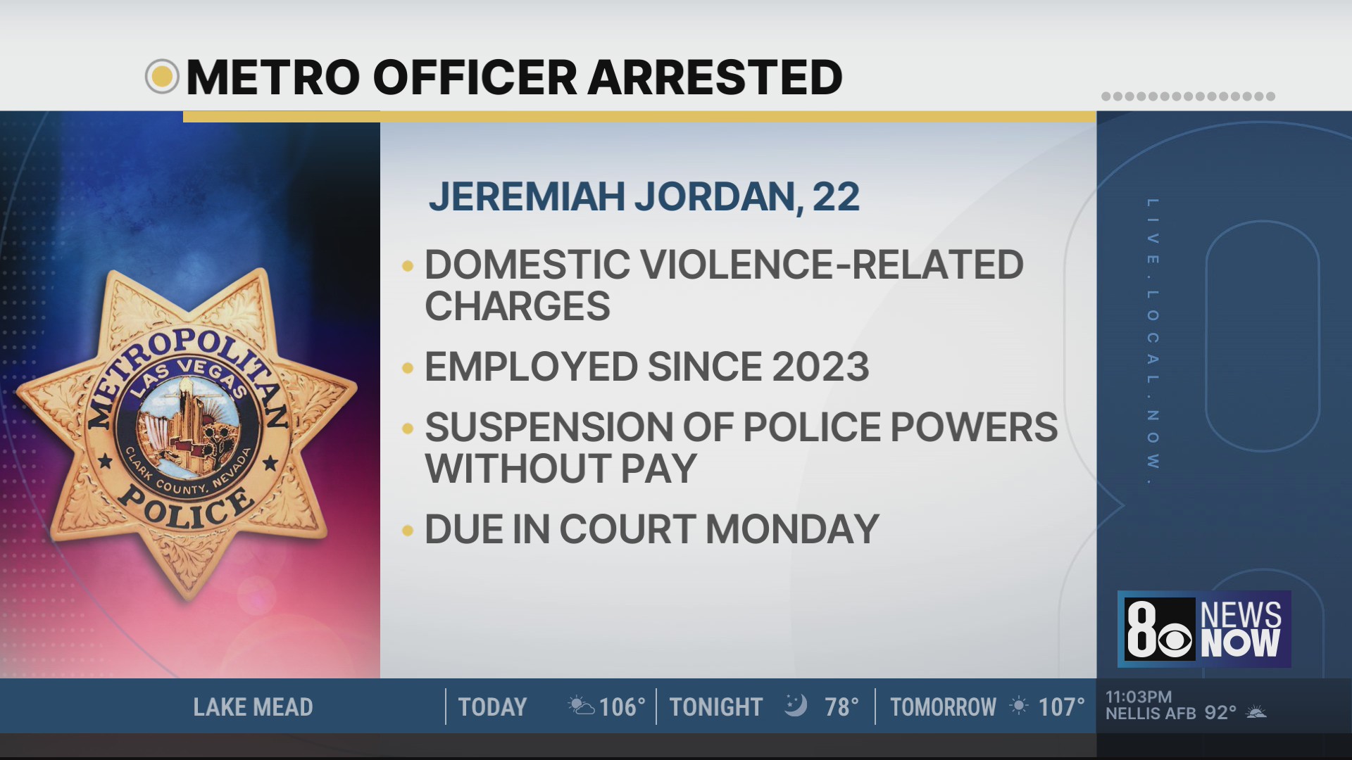 Las Vegas Metro police officer arrested on domestic violence-related ...