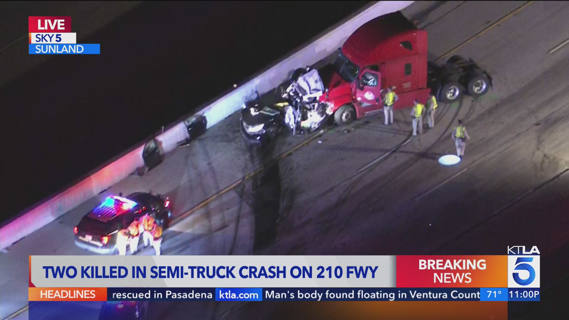 2 killed in semi-truck crash on 210 Freeway in Sunland – KTLA