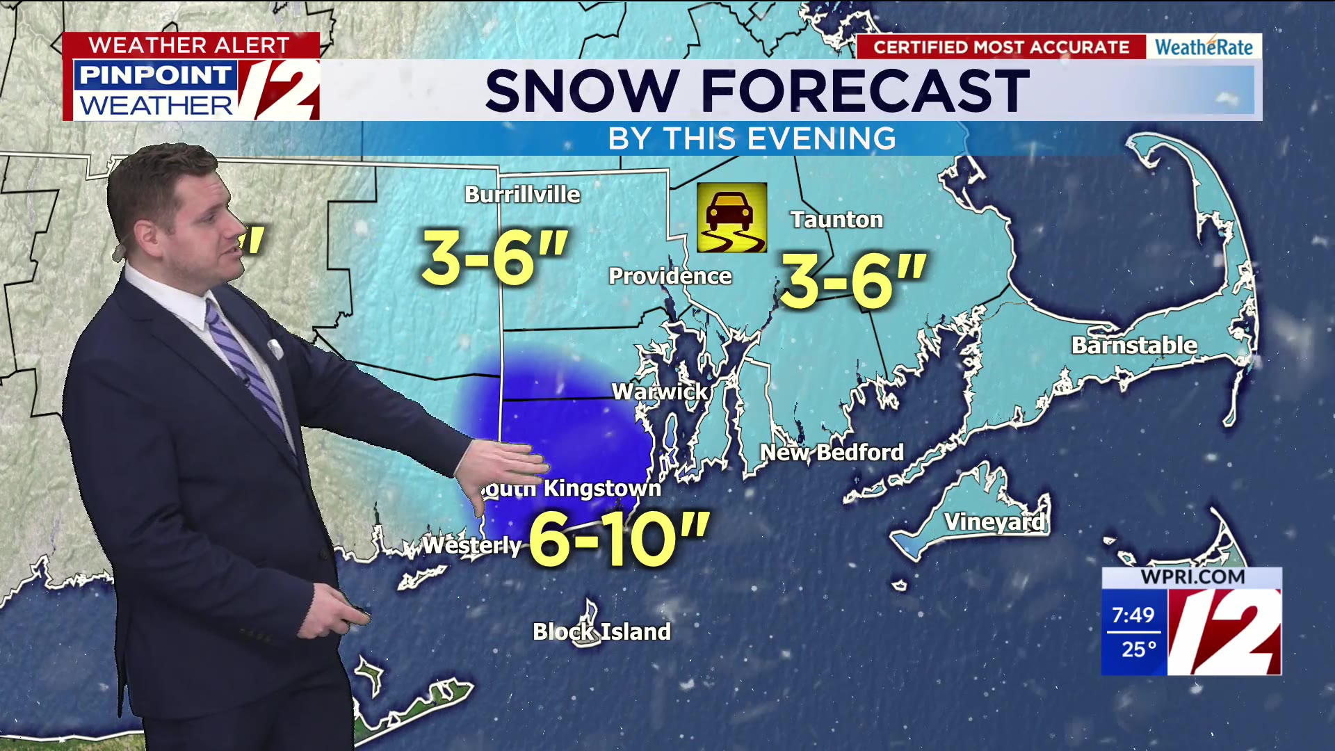 WPRI 12 Weather Forecast for 2/7/26: Snow today, wind and cold tonight ...