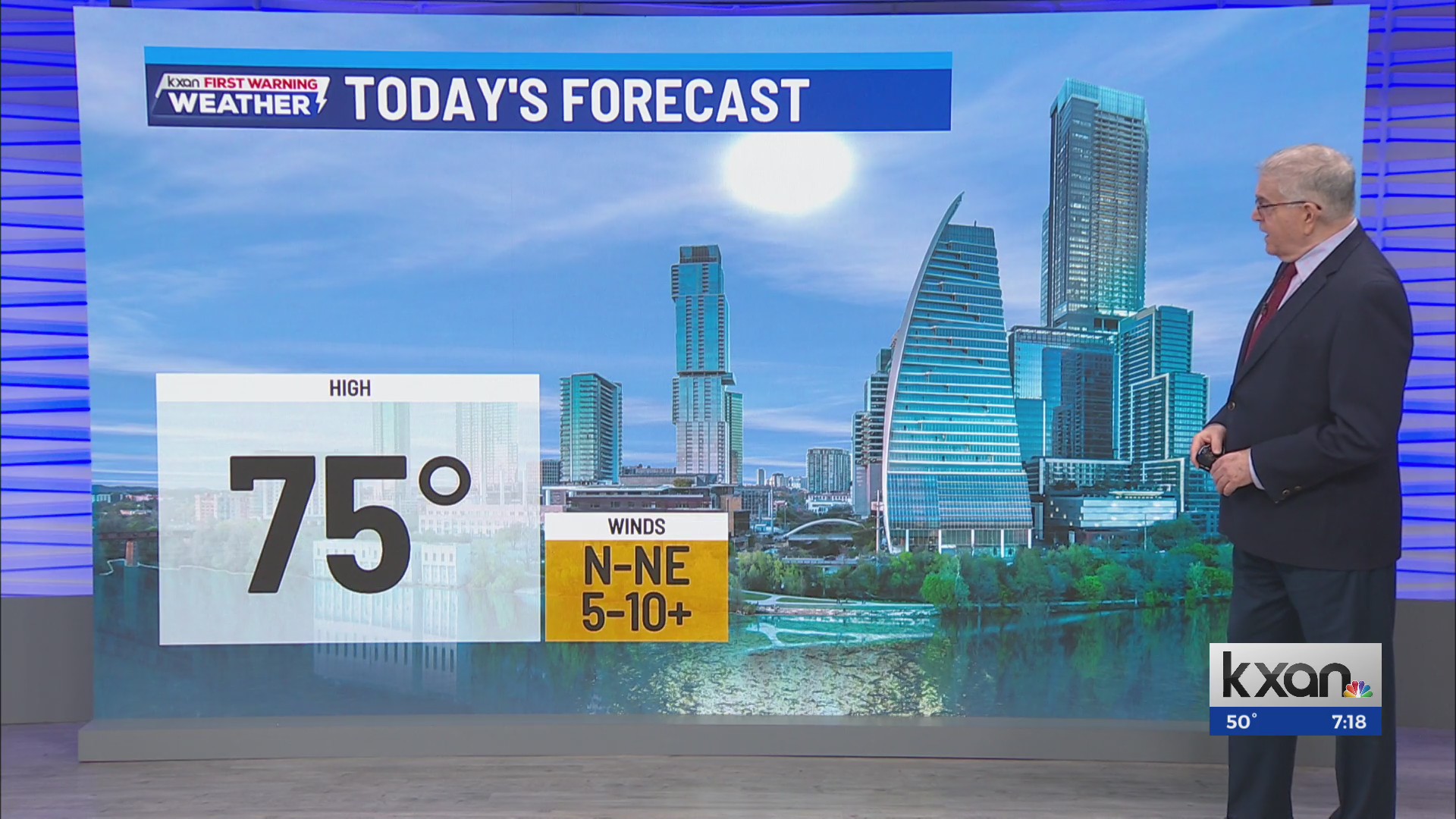 Central Texas will be mostly sunny today with most highs in the low 70s ...
