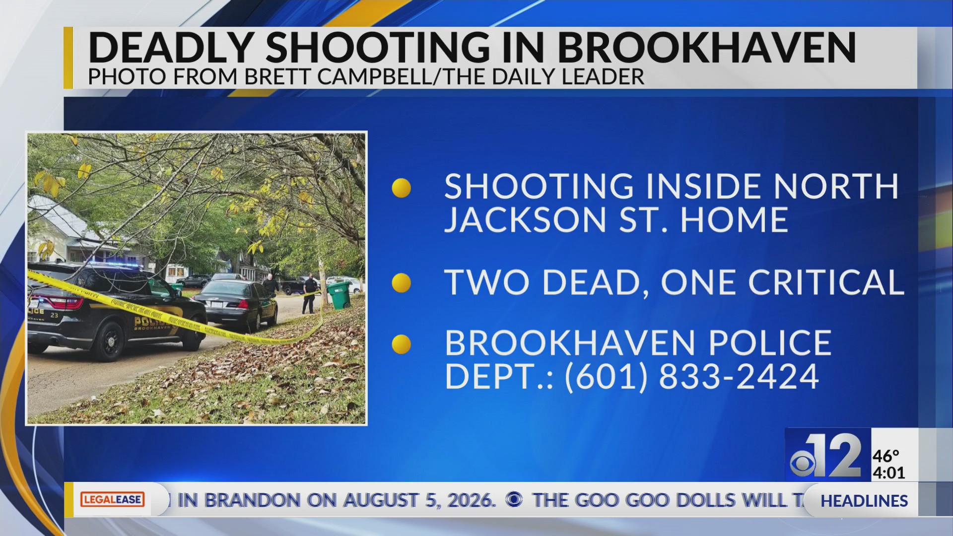 Two dead, one critically injured in Brookhaven shooting – WKRG News 5