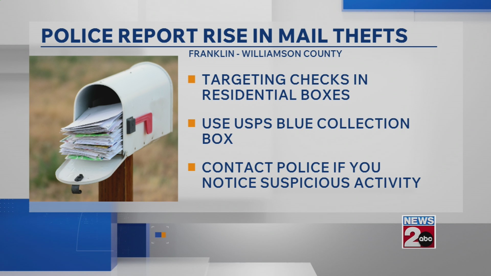 Franklin police warn of uptick in mail thefts
