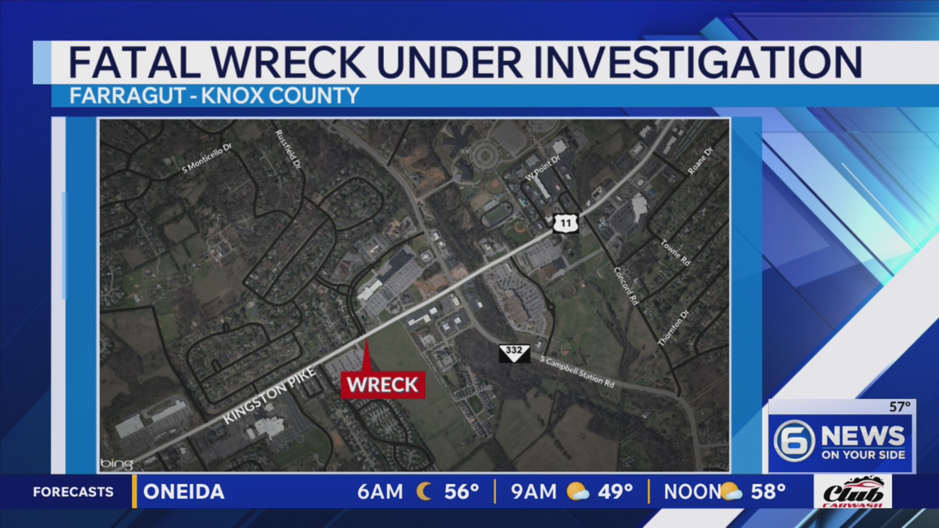 Fatal crash reported on Kingston Pike in Farragut – WATE 6 On Your Side