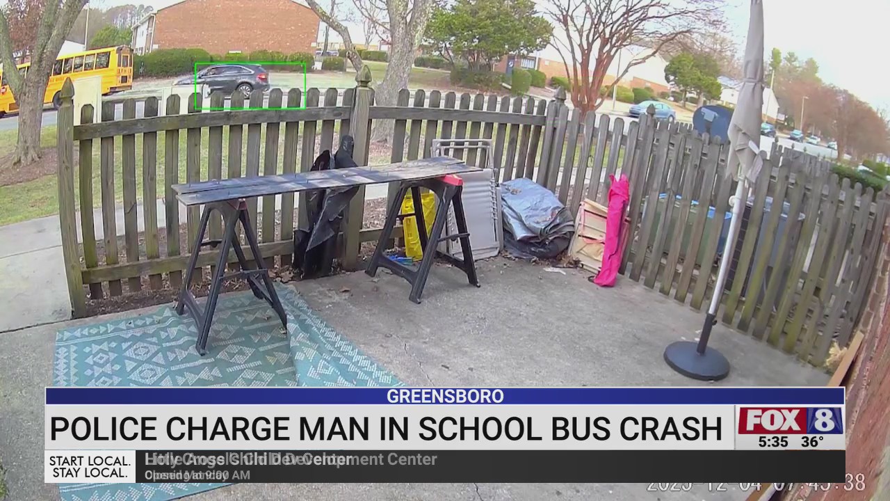 Video: Man charged after crashing into stopped school bus with children ...