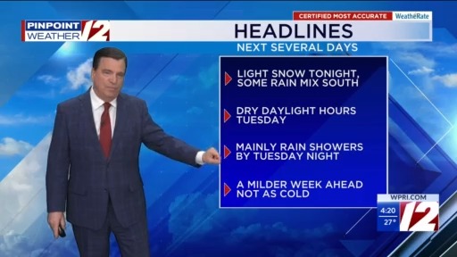 WPRI 12 Weather Now 1/5/25 Light Snow/Rain Mix Tonight – WPRI.com