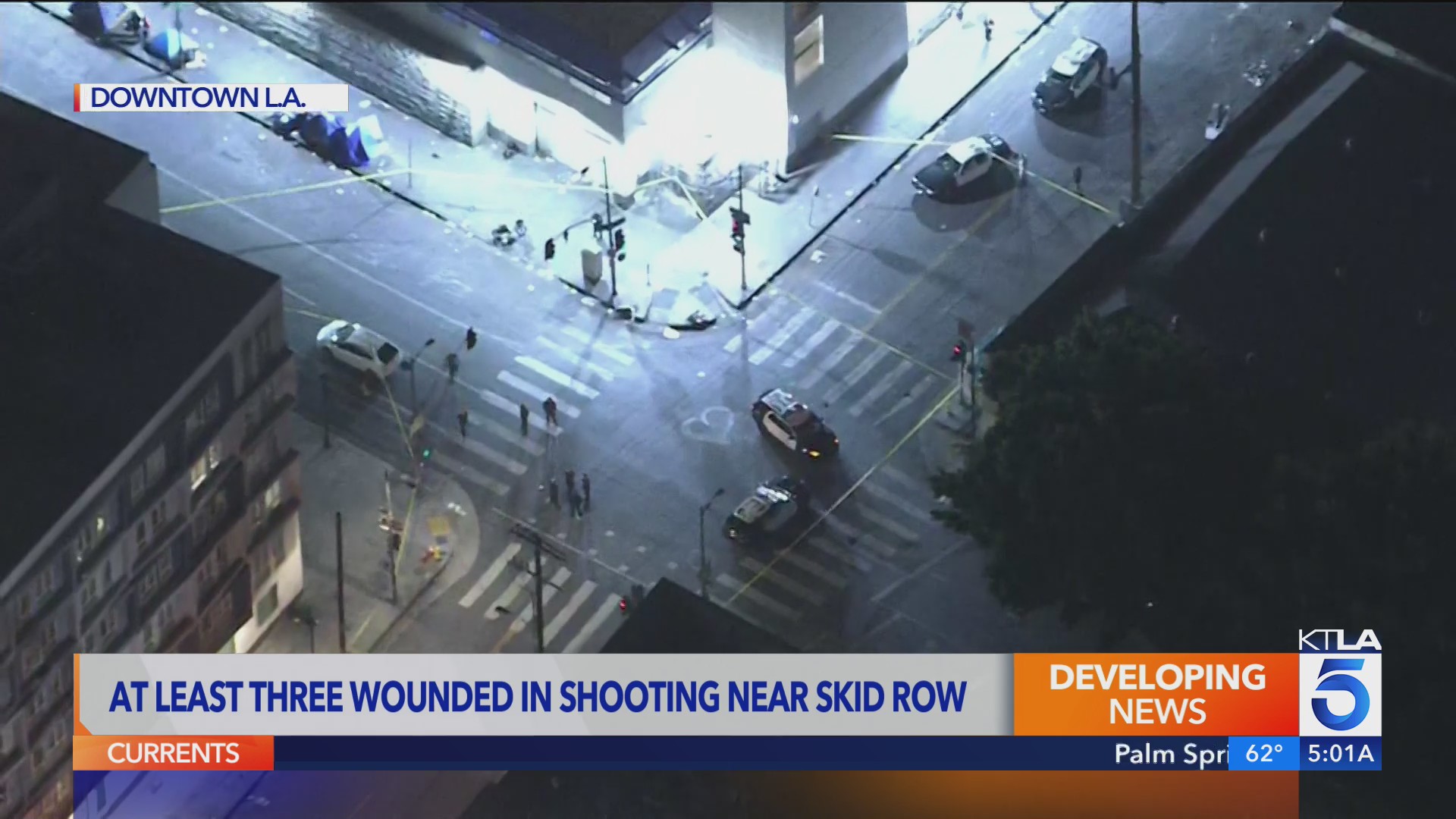 Gunman flees after shooting 3 people on Skid Row – KTLA
