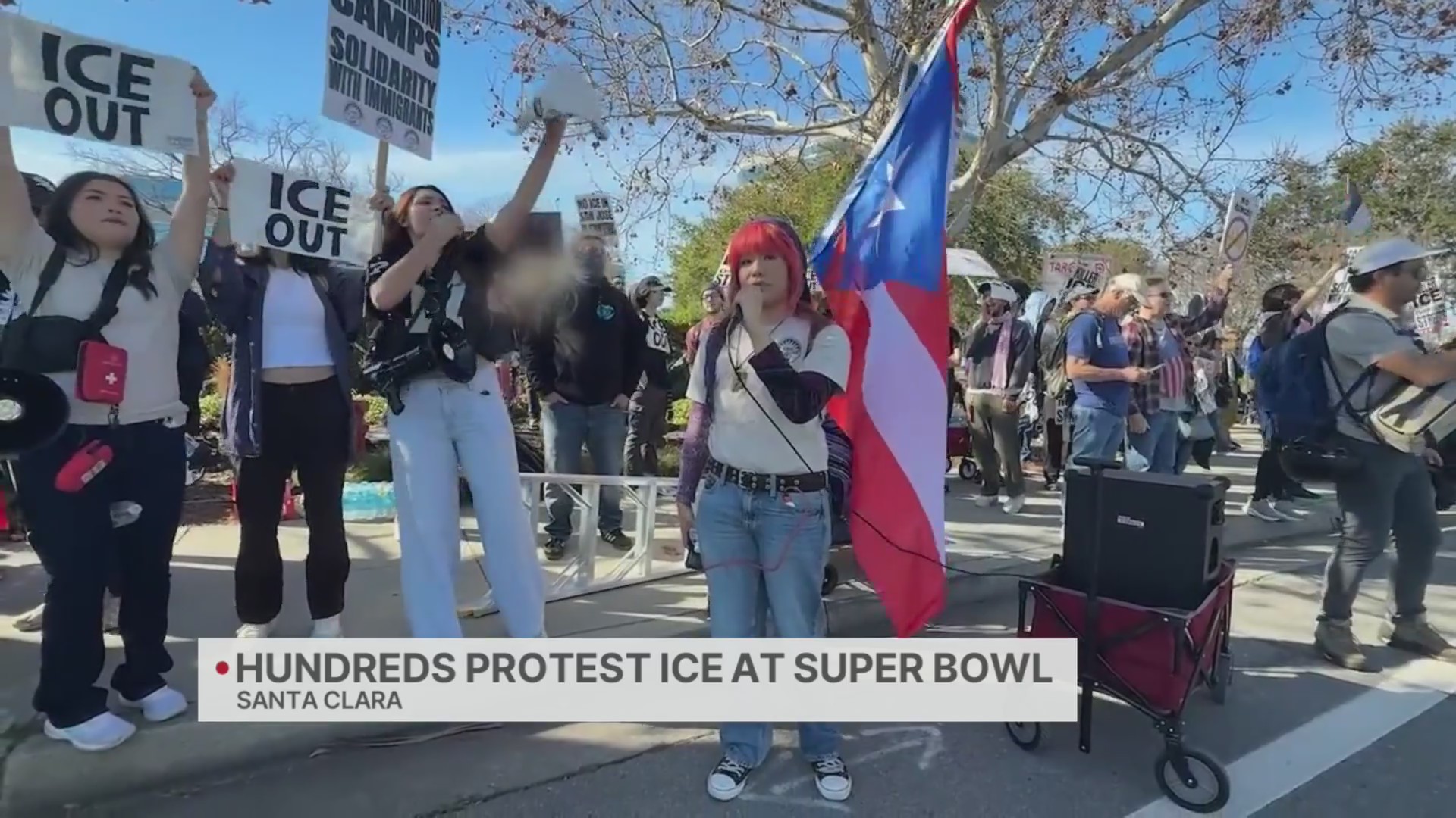 Hundreds protest against ICE outside of Super Bowl in Santa Clara – KRON4