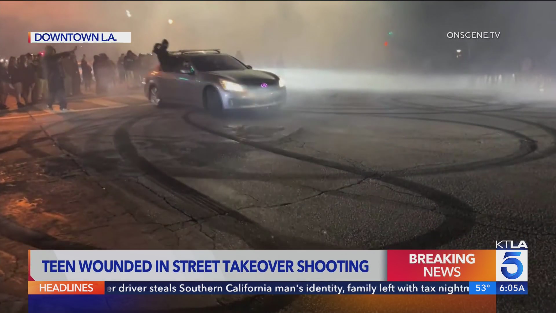 Teen hospitalized after gunfire erupts at downtown L.A. street takeover ...