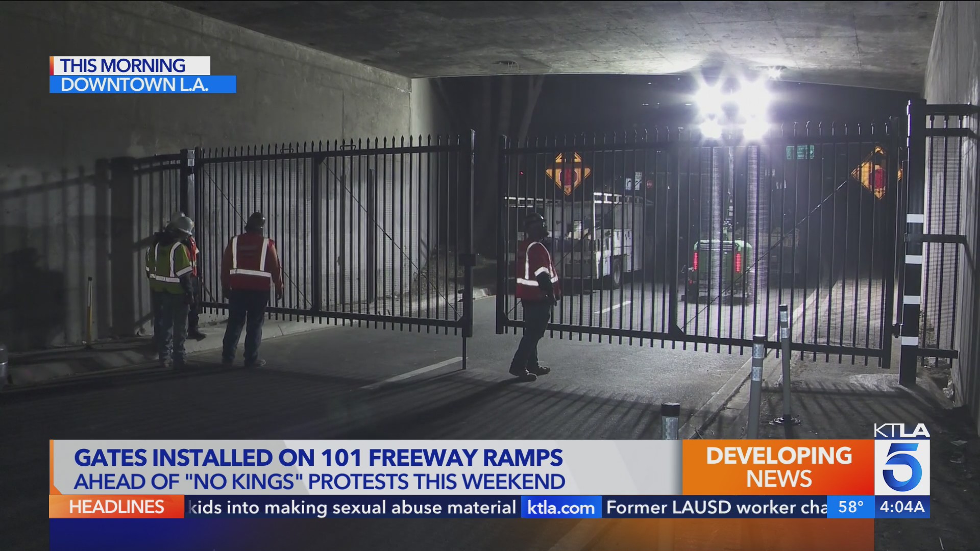 Caltrans installs gates on 101 Freeway ramps ahead of ‘No Kings ...