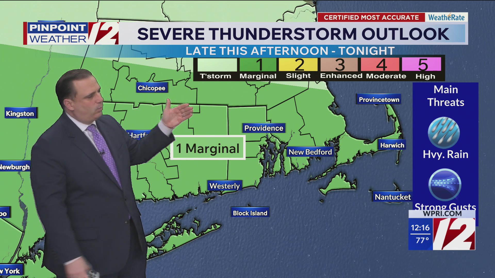 WPRI 12 Weather Forecast for 4/15/26: Warm again today; showers and t ...