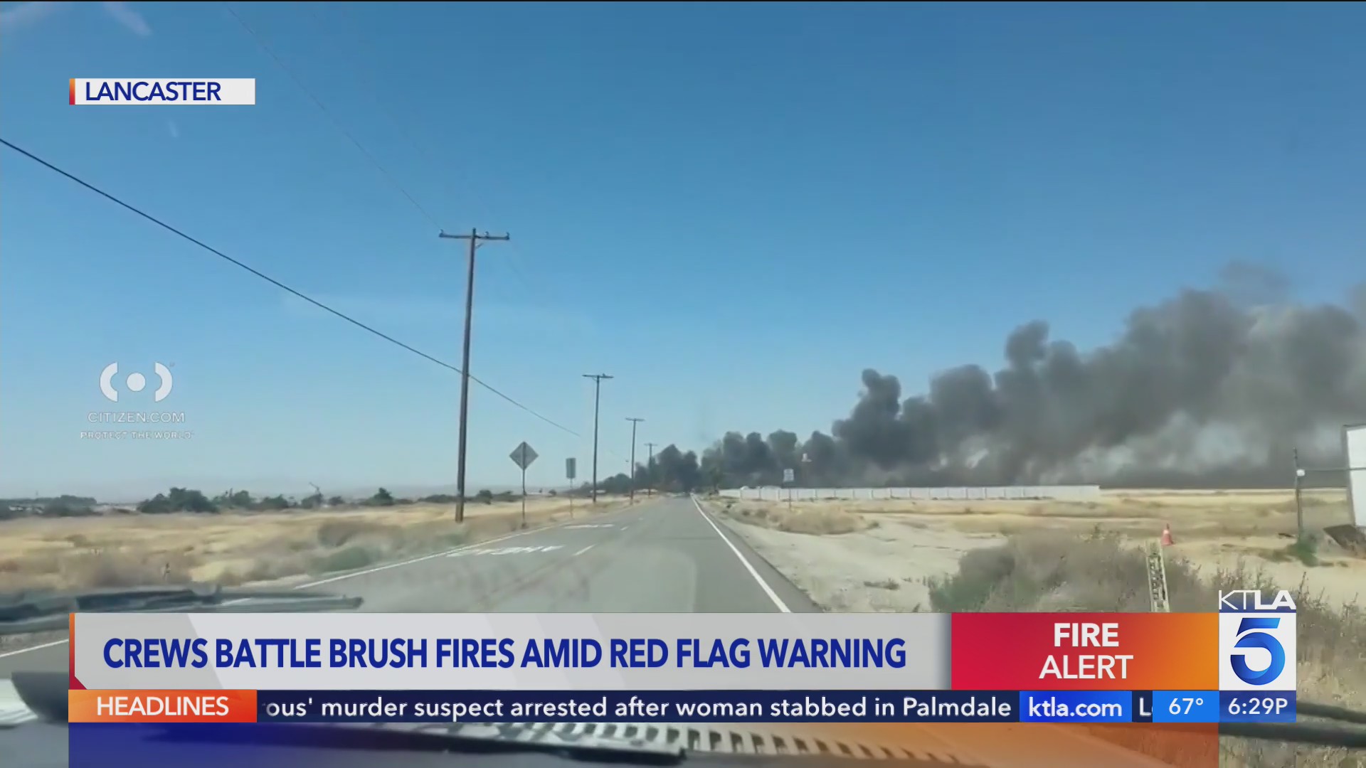 Crews battle brush fire amid red flag warning in Lancaster – KTLA