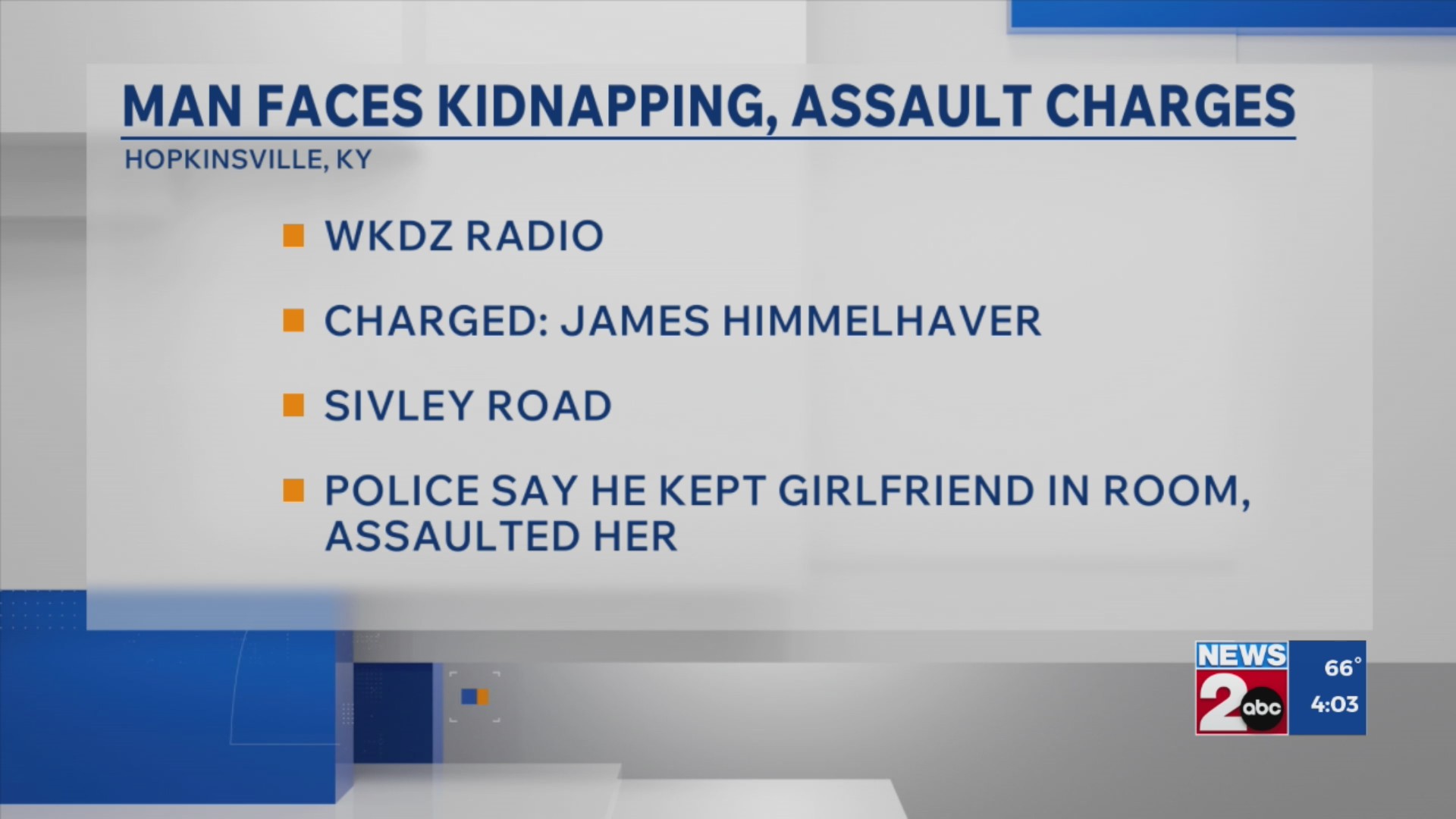 Man faces kidnapping, assault charges in Hopkinsville – WKRN News 2