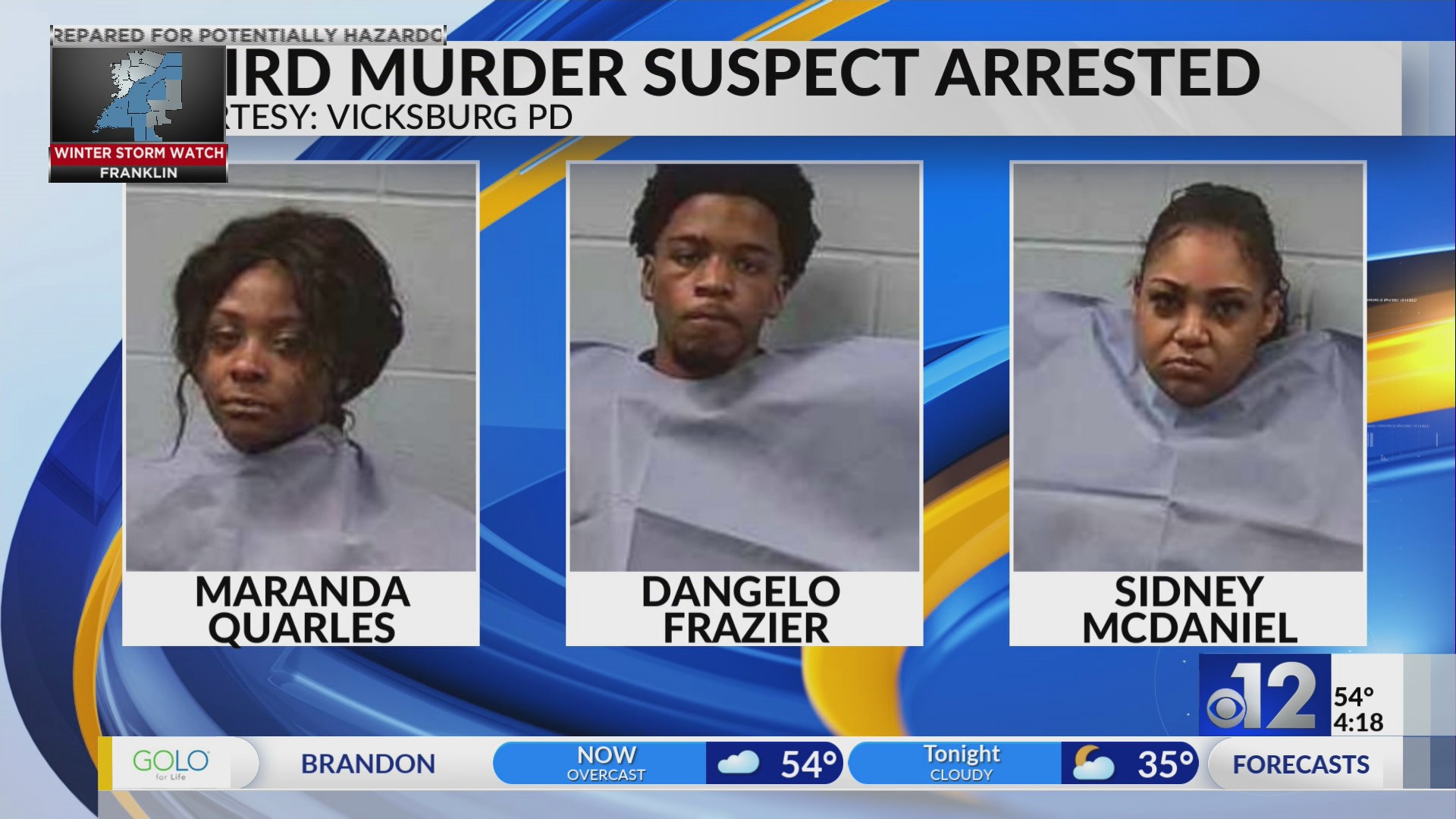 Third suspect arrested in Vicksburg homicide case – WJTV