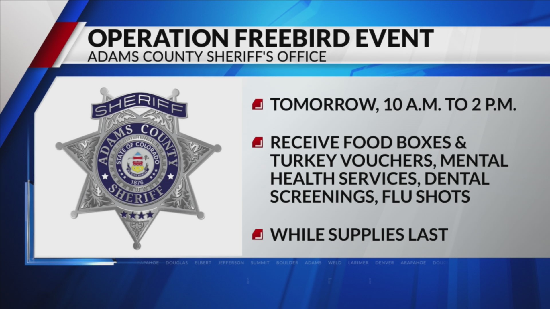Adams County Sheriff’s Office hosting ‘Operation Freebird’ – FOX31 Denver