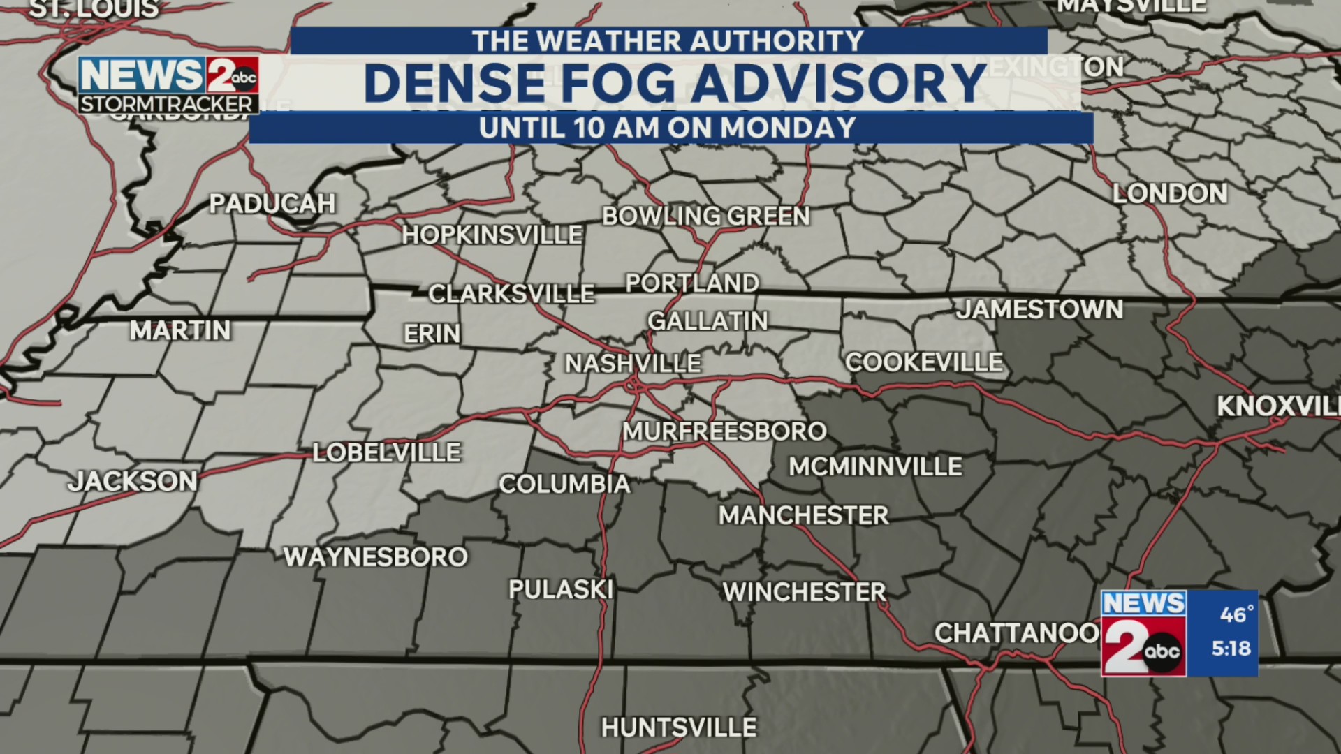 AM Dense fog, PM rain and storms – WKRN News 2