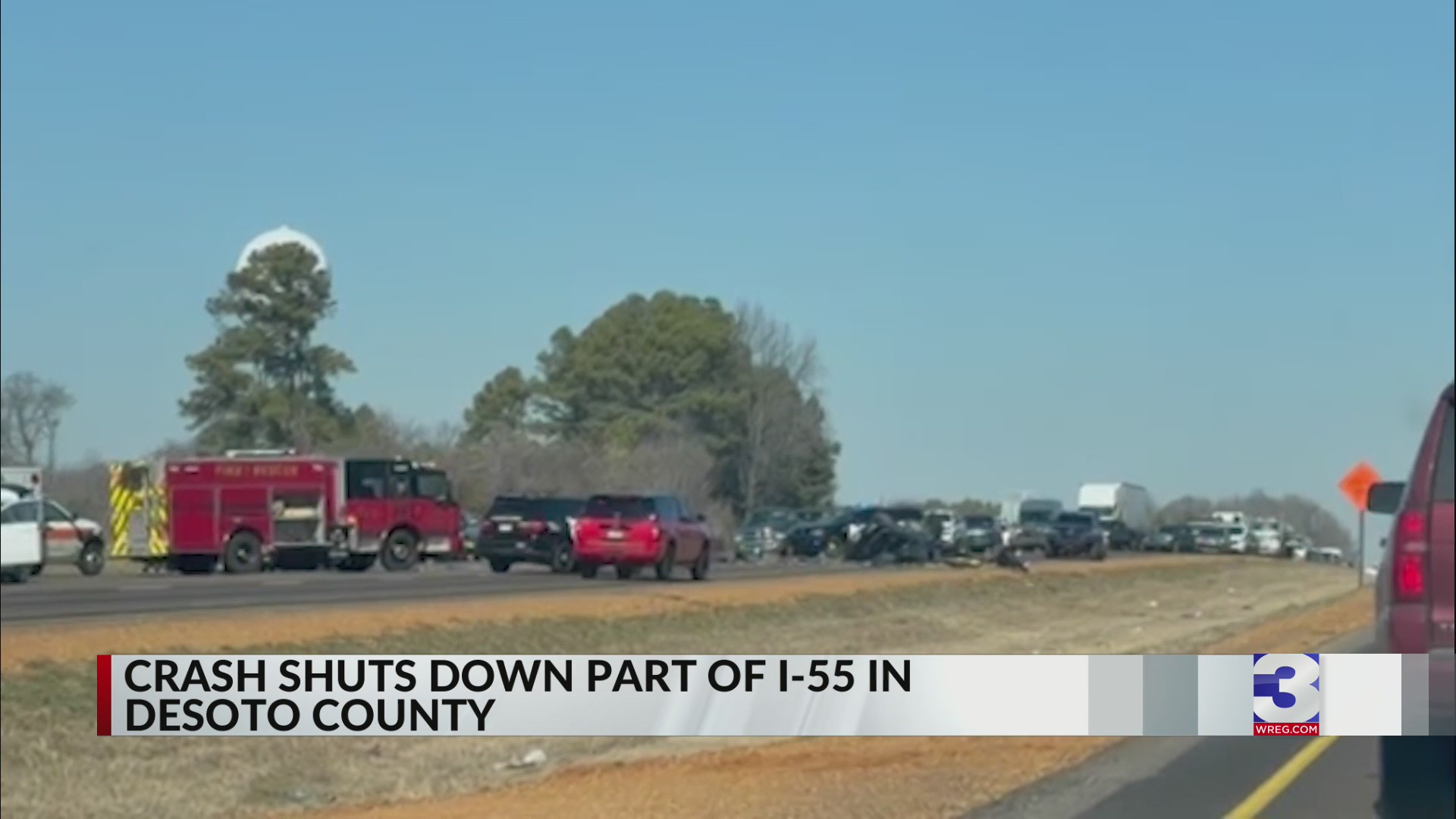 Crash on I-55 south near Hernando, MS causes shutdown – WREG.com