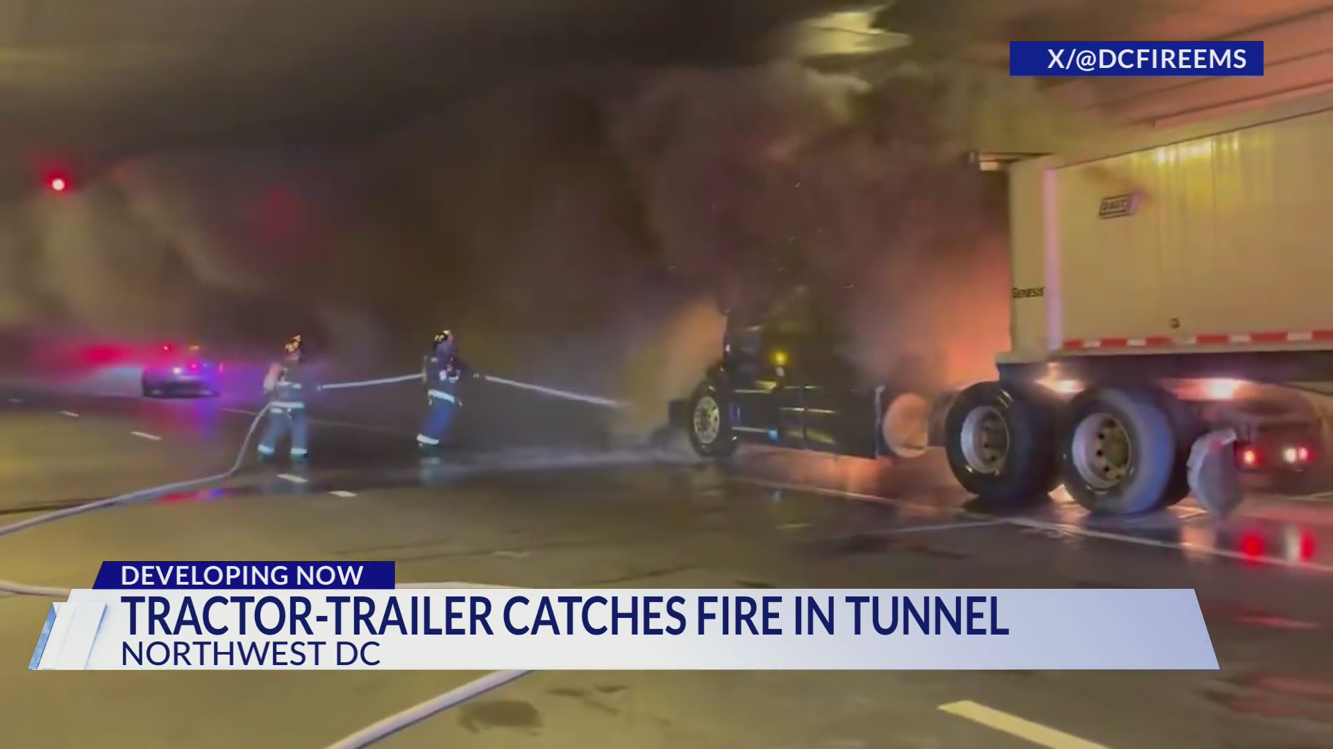 18-wheeler catches fire in Northwest DC tunnel; no injuries reported ...