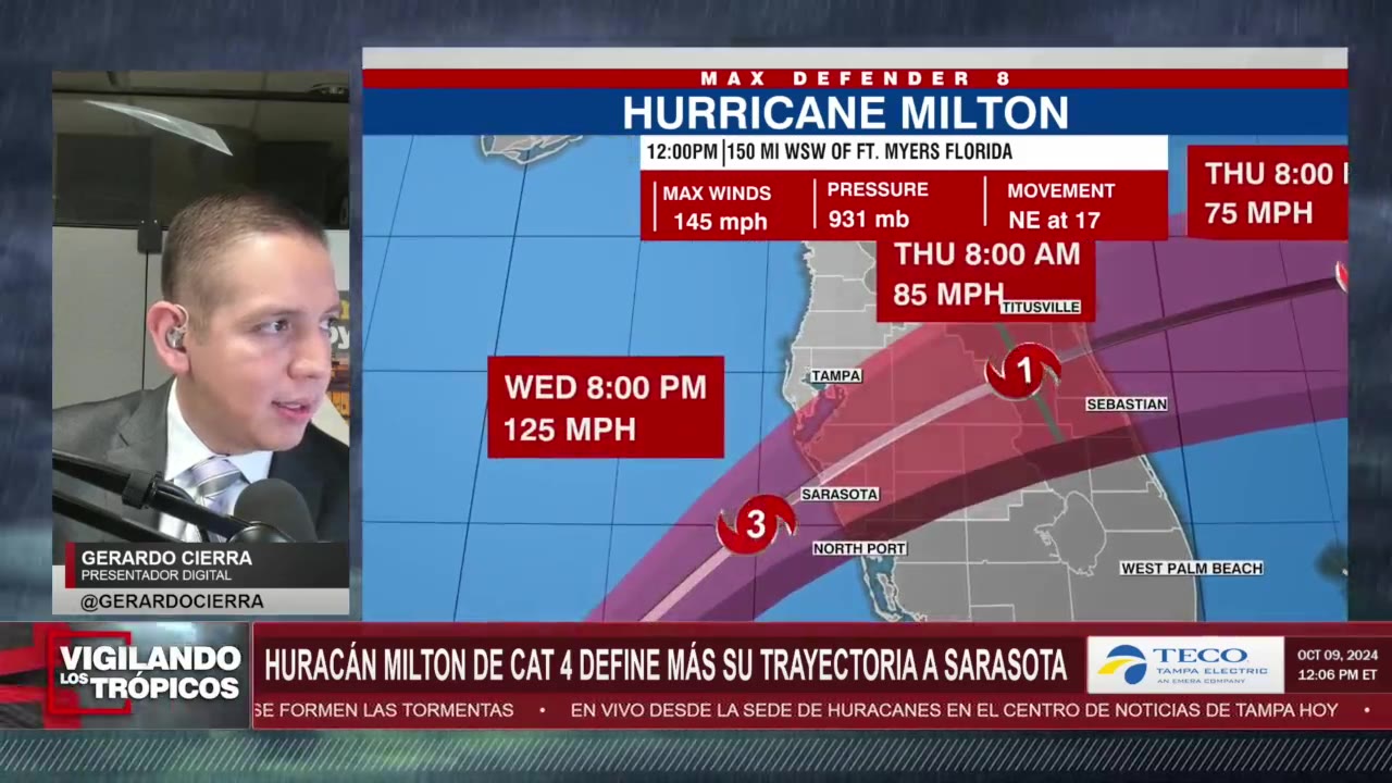 El huracán Milton de categoría 4 define su trayectoria más hacia el área de Sarasota episode artwork