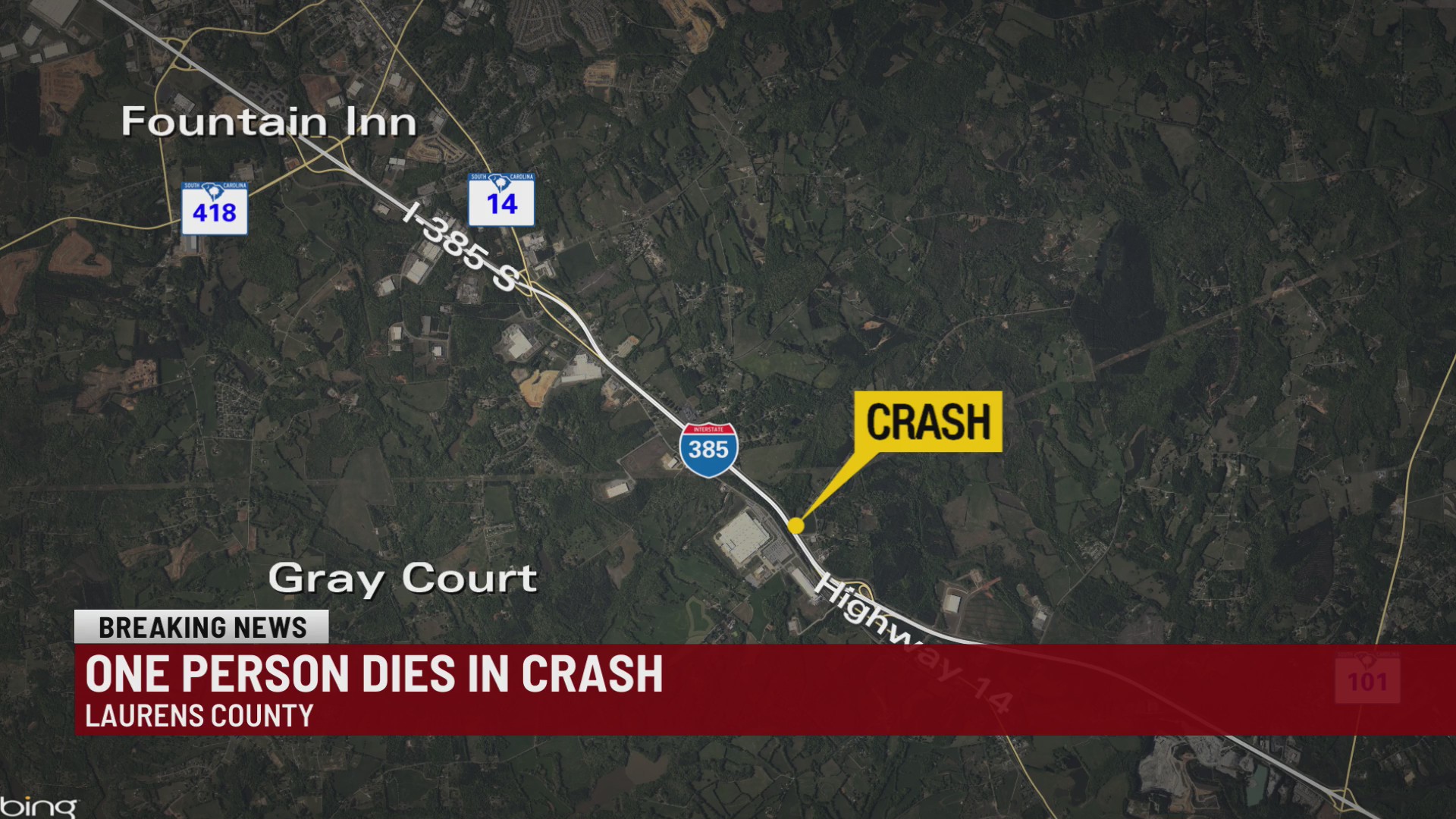 Coroner: One killed in crash on I-385 in Laurens Co. – WSPA 7NEWS