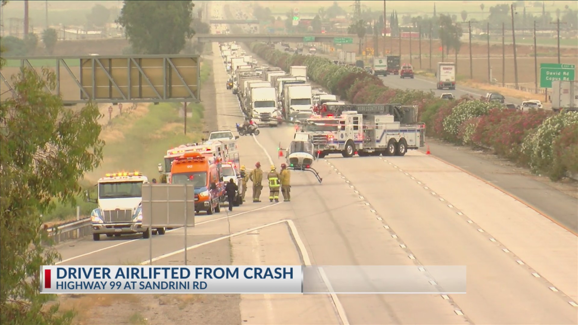 Driver airlifted from crash on Hwy 99 at Sandrini Rd – KGET 17 News
