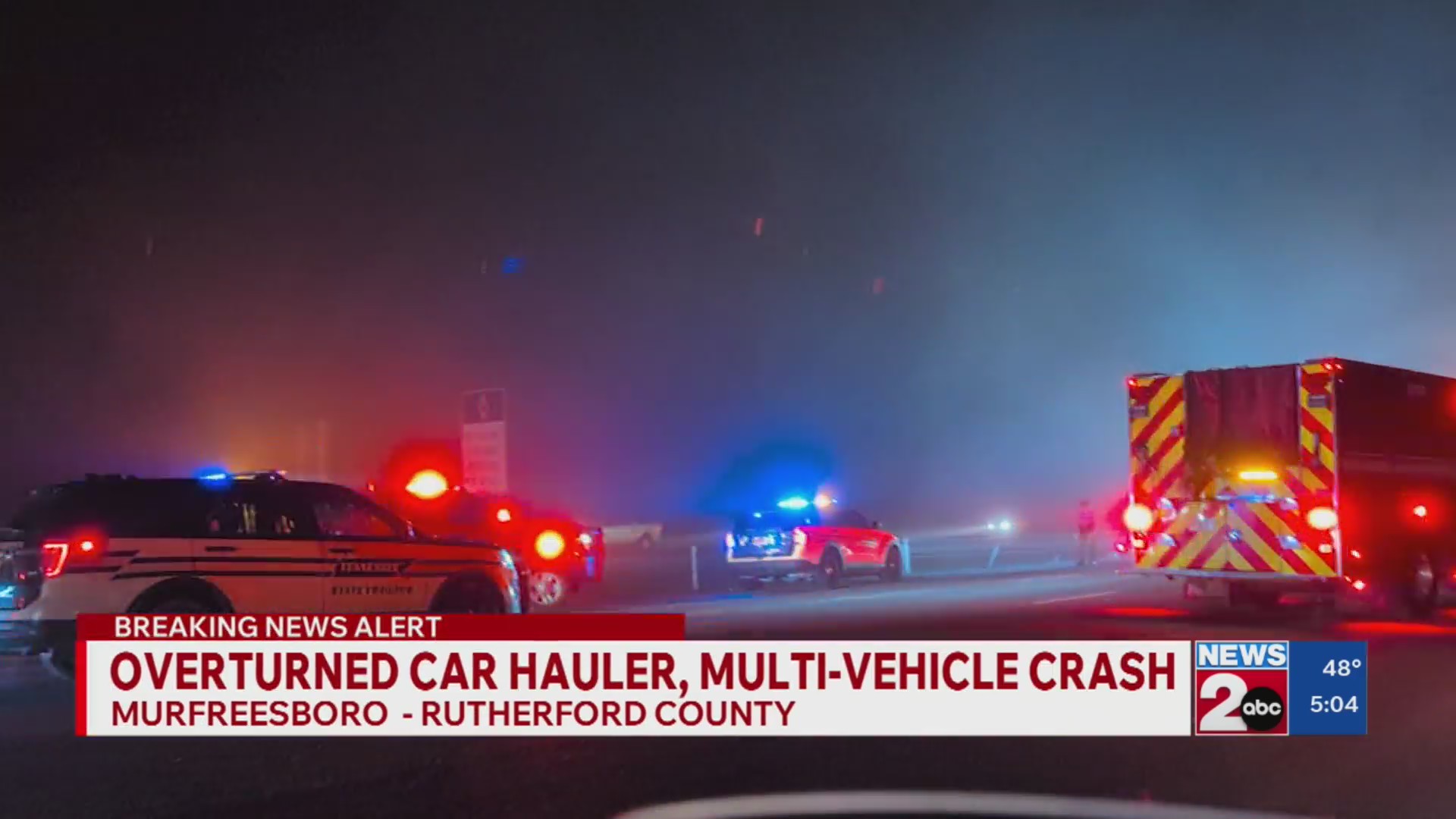 Multi-vehicle crash on I-24 involving overturned car hauler – WKRN News 2