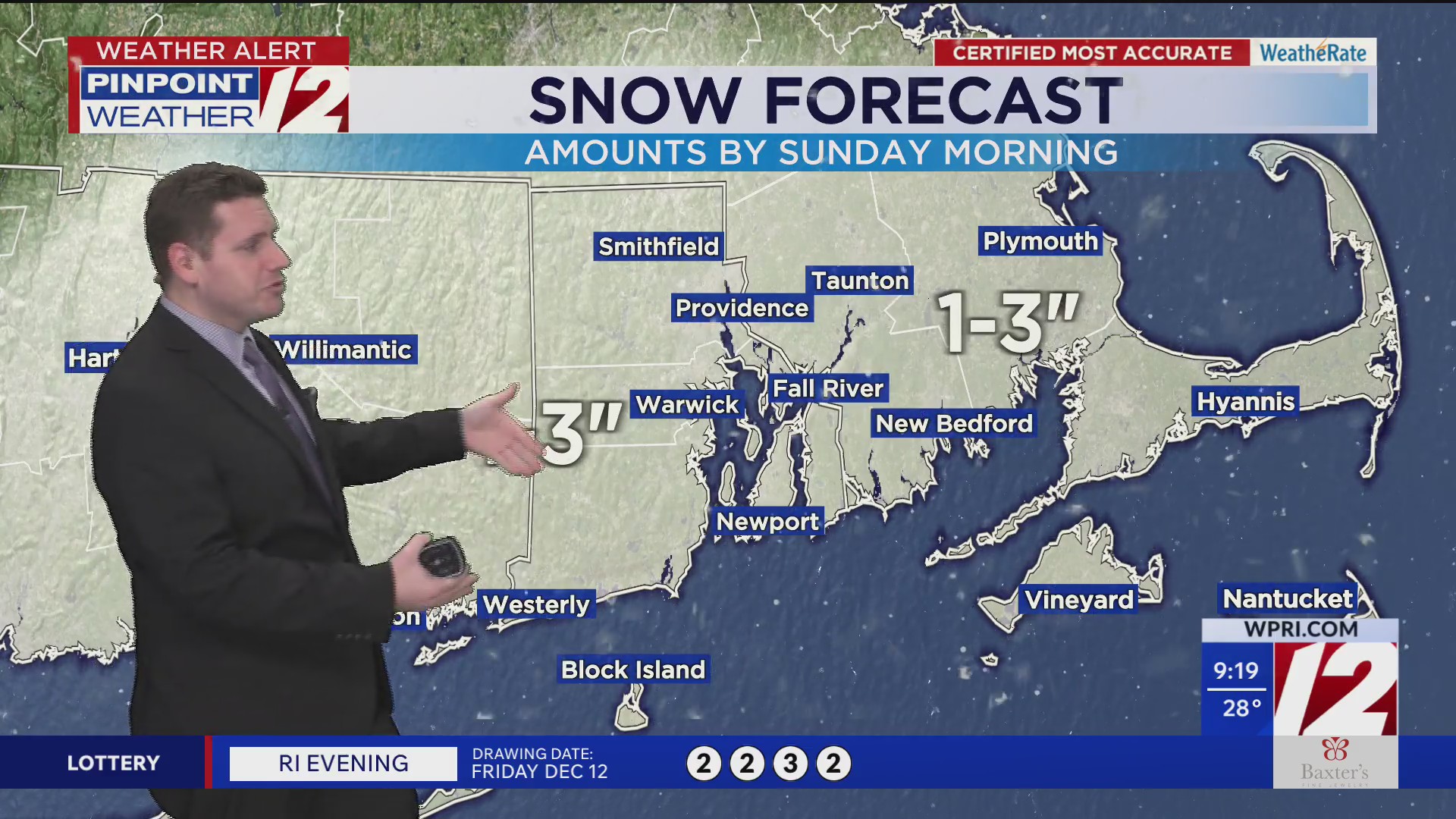 WPRI 12 Weather Forecast 12/13/25: Accumulating Snow Likely Tonight ...