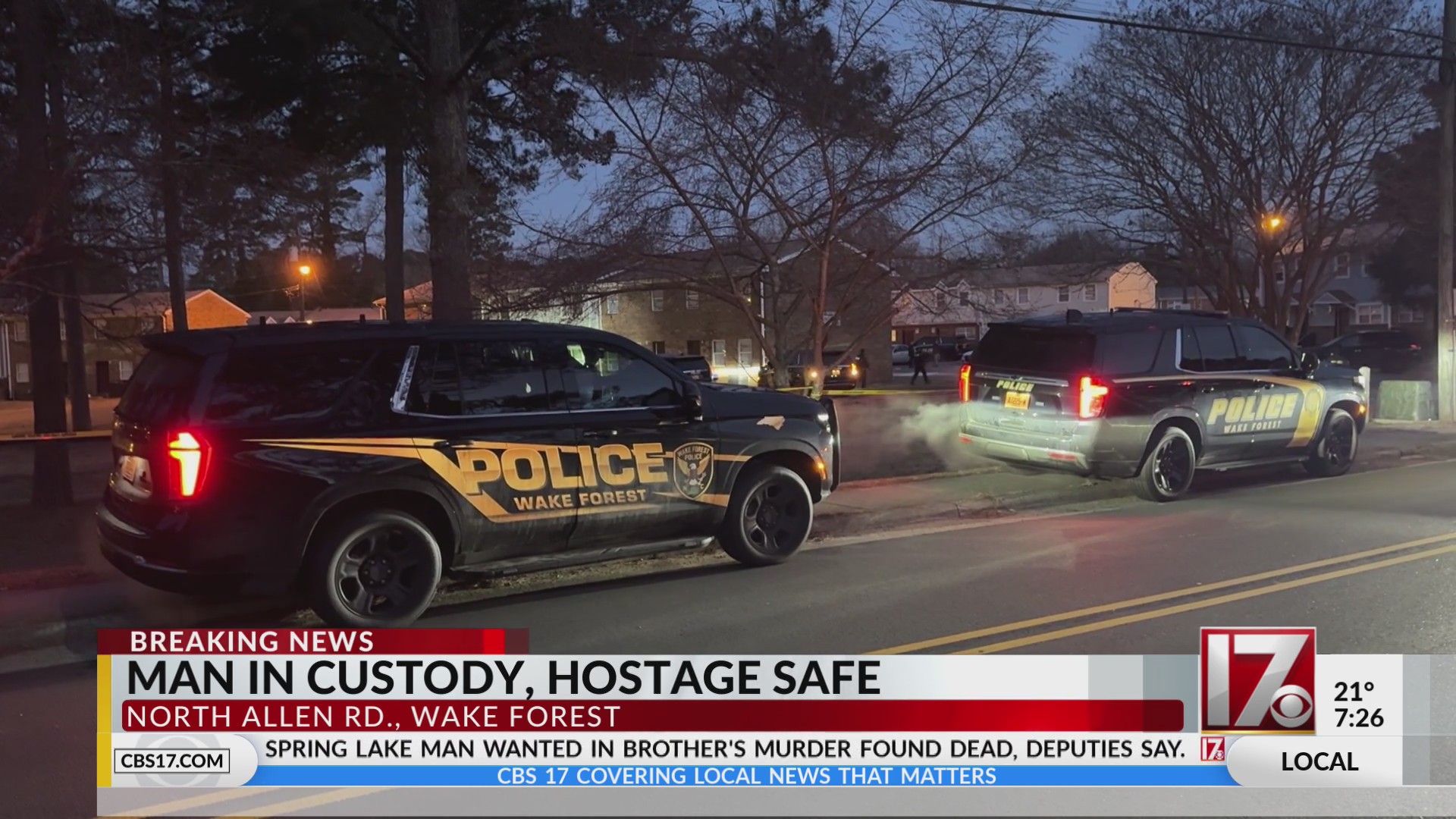 Wake Forest hostage situation ends with suspect in custody, officials ...