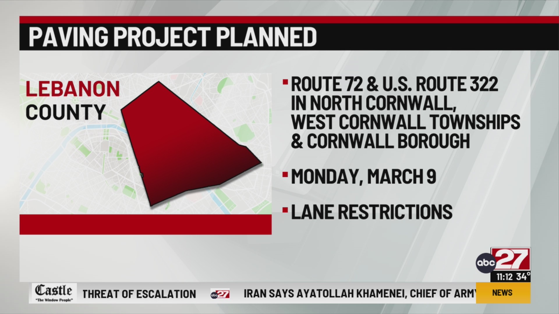 Paving project planned in Lebanon County; see where – 28/22 News
