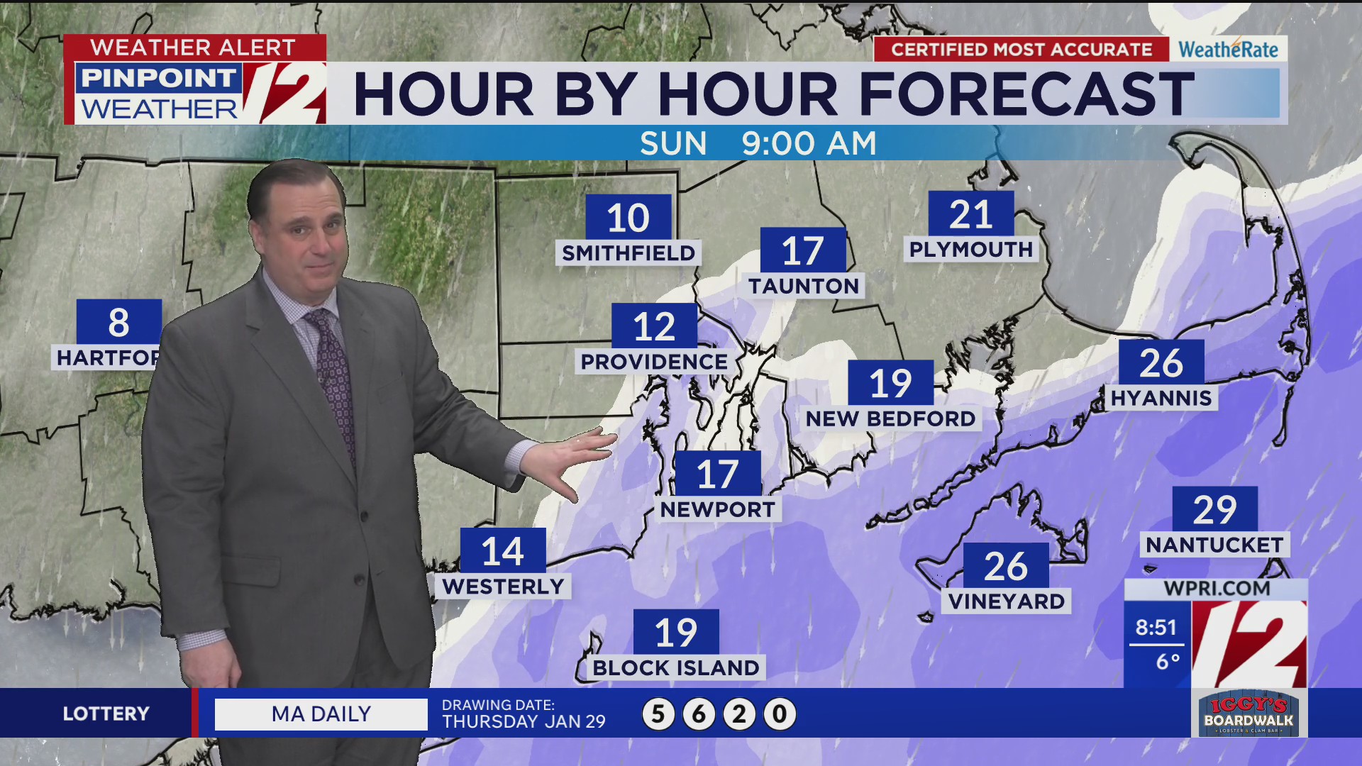 WPRI 12 Weather Forecast for 1/20/26: Very cold today; light snow and ...