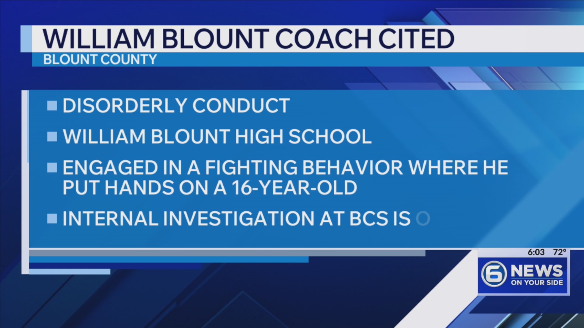 Blount County school employee on leave after altercation with student ...