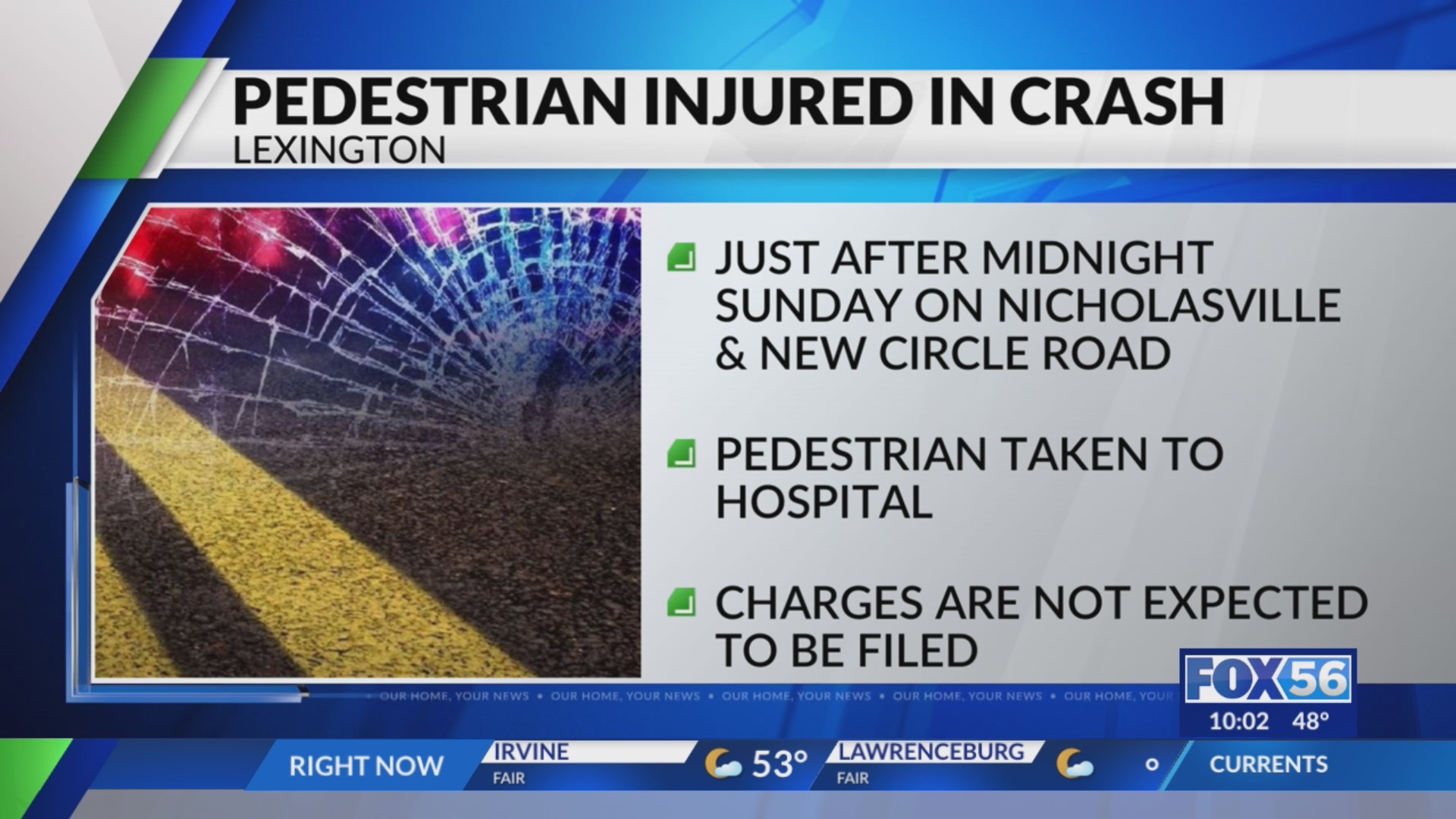 Pedestrian injured in overnight crash in Lexington – FOX 56 News