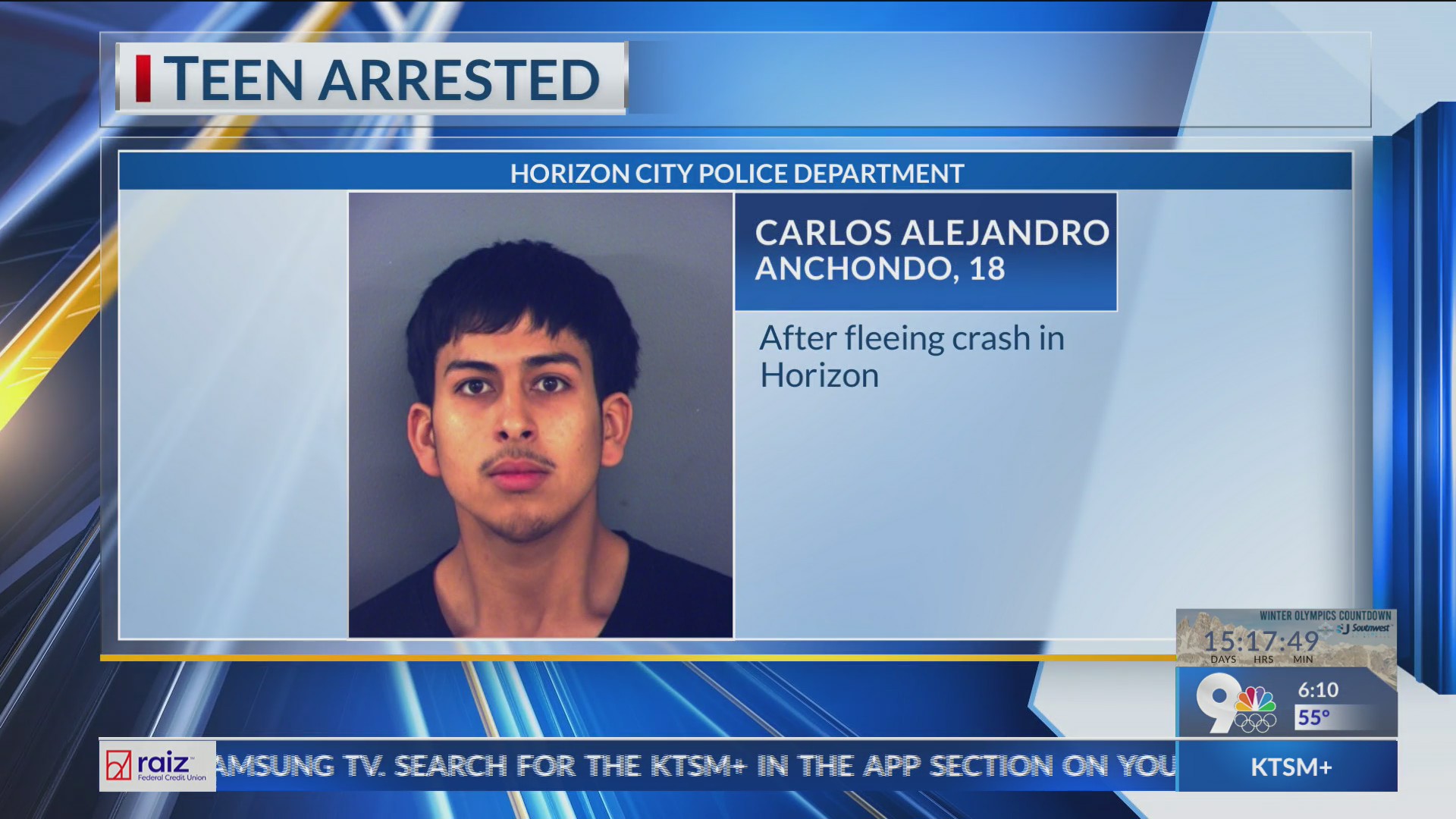 Teen arrested after fleeing crash in Horizon, police say – KTSM 9 News