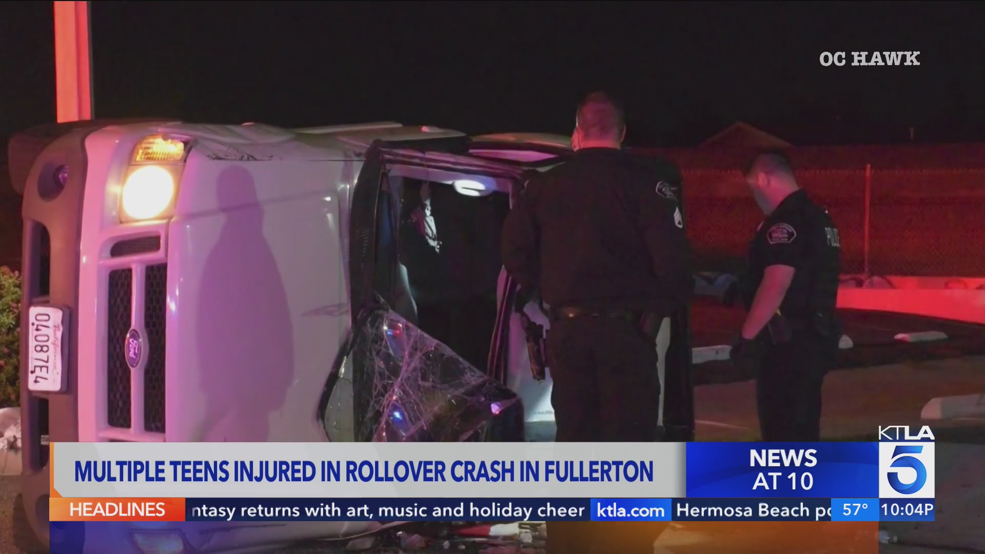 Multiple teens injured in Fullerton rollover crash – KTLA