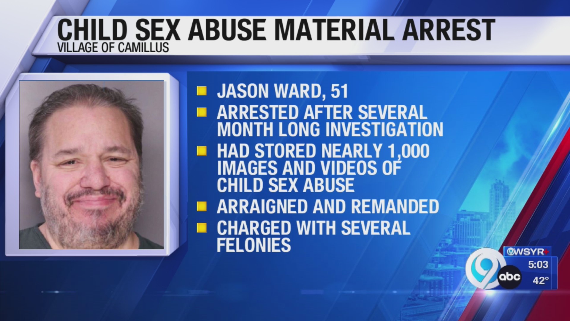 Camillus man arrested for child sex abuse – WSYR