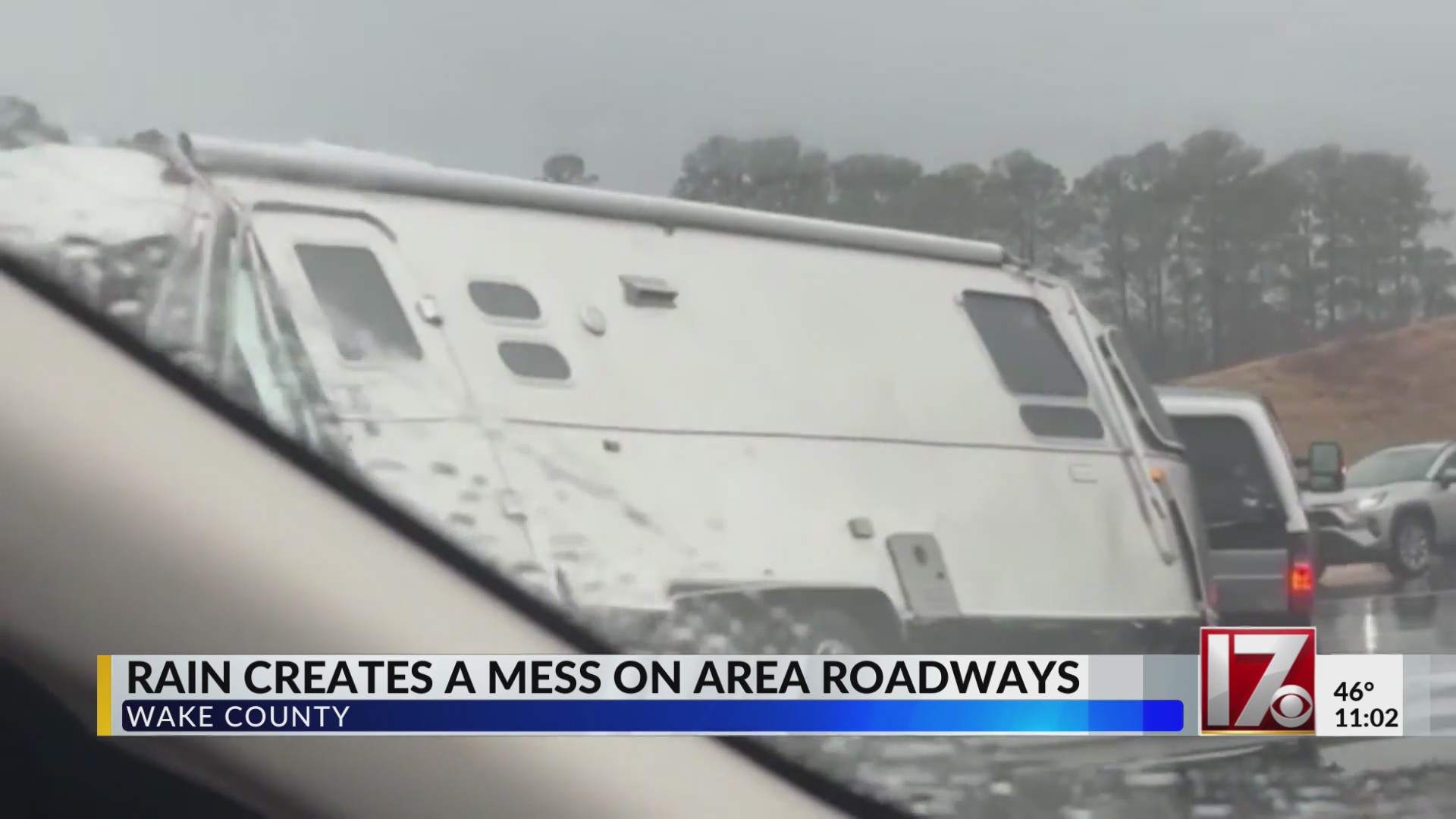 5 major Wake County highway crashes in heavy rain – CBS17.com