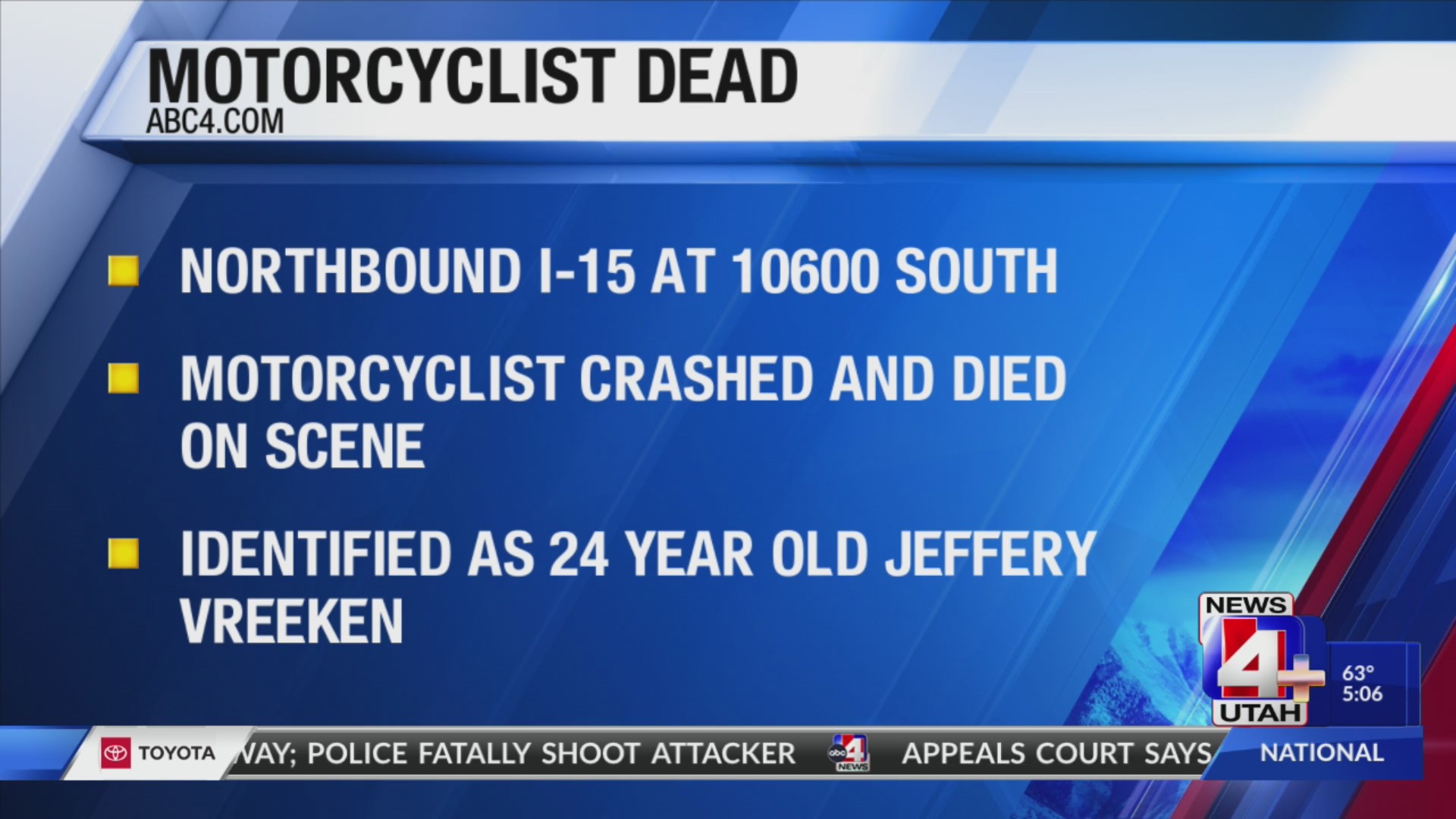 American Fork man killed in motorcycle crash on I-15 – ABC4 Utah