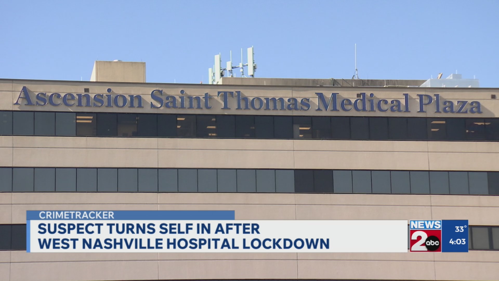 Suspect turns himself in after lockdown at Nashville hospital – WKRN News 2