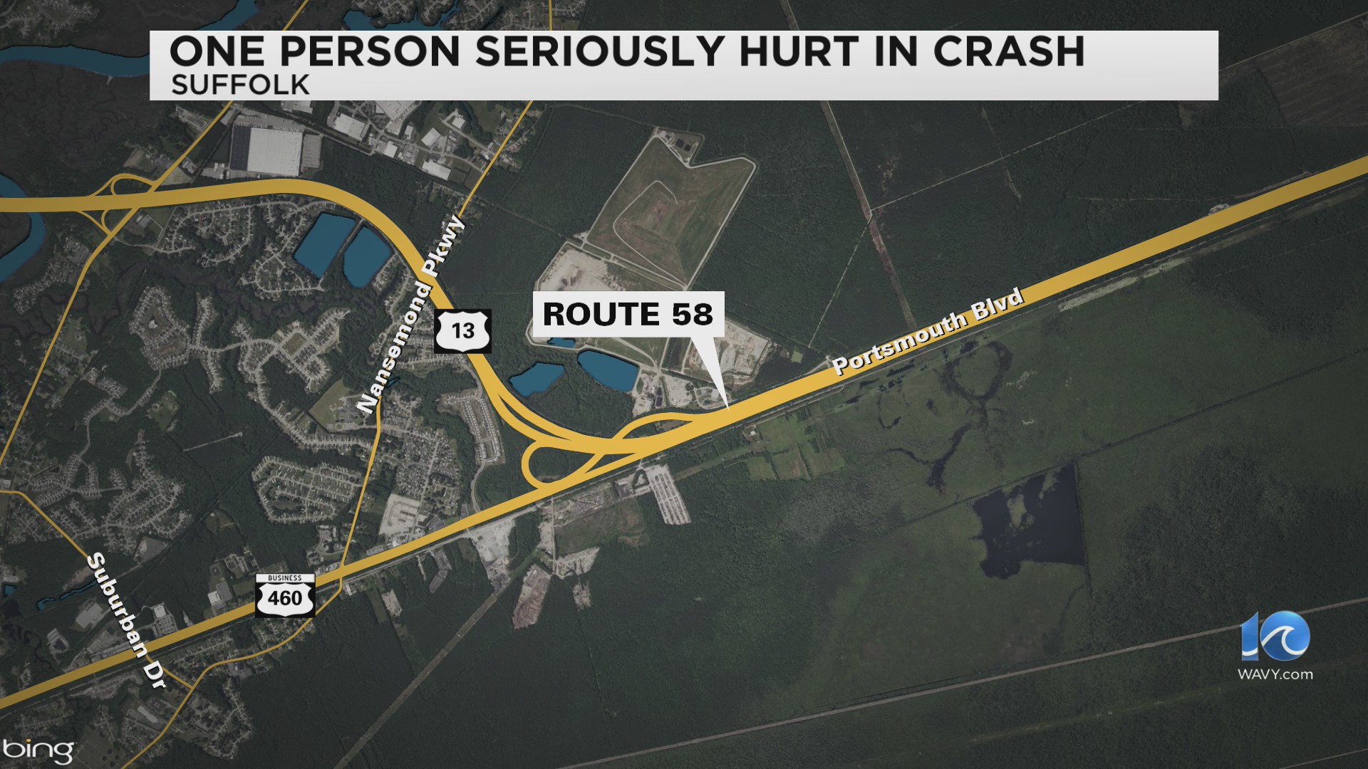 One person seriously hurt in crash on Route 58 in Suffolk – WAVY.com