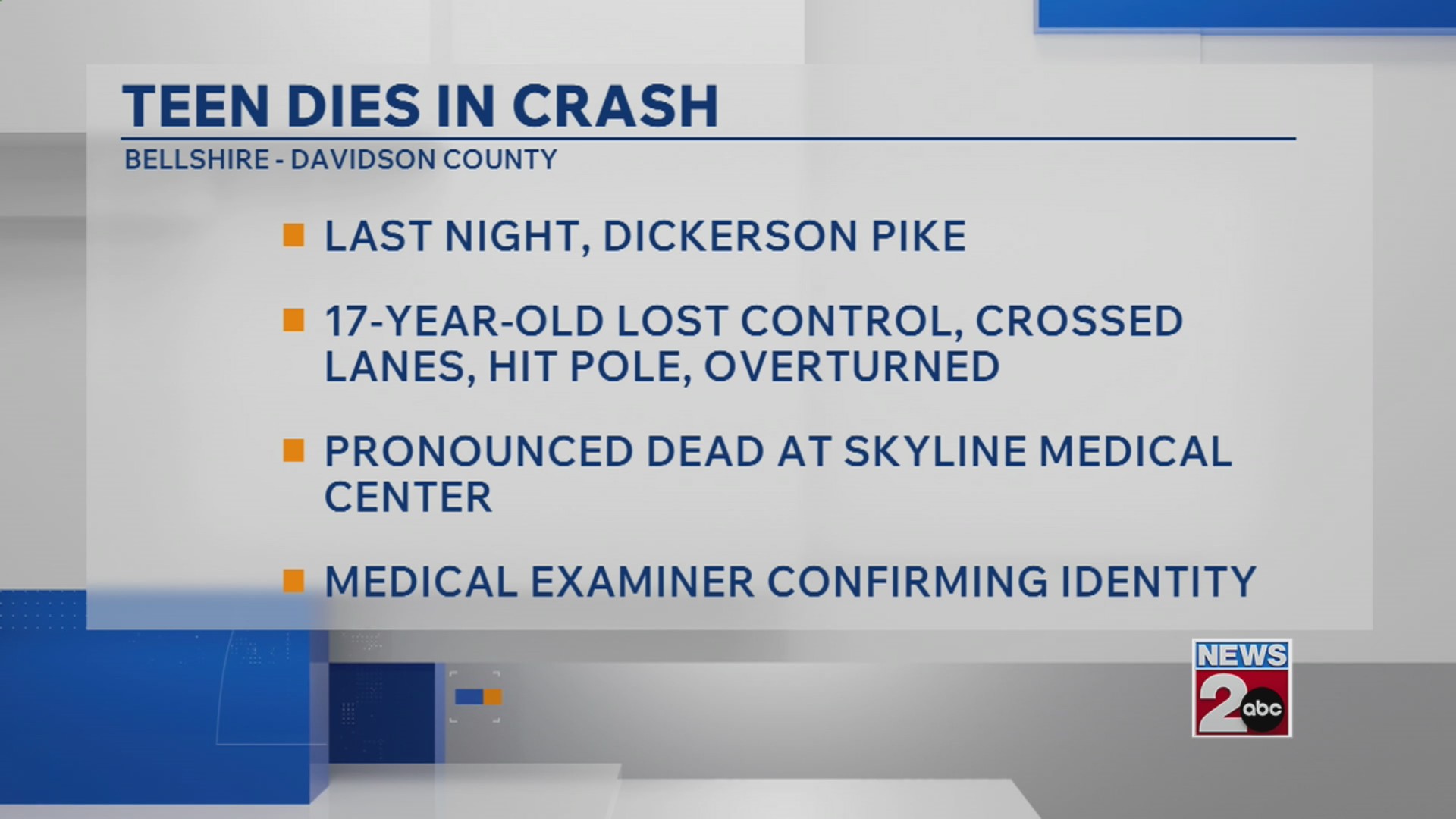 17-year-old dead after crash on Dickerson Pike, police say – WKRN News 2