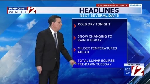 WPRI 12 Weather Forecast Snow To Rain Tuesday PM – WPRI.com