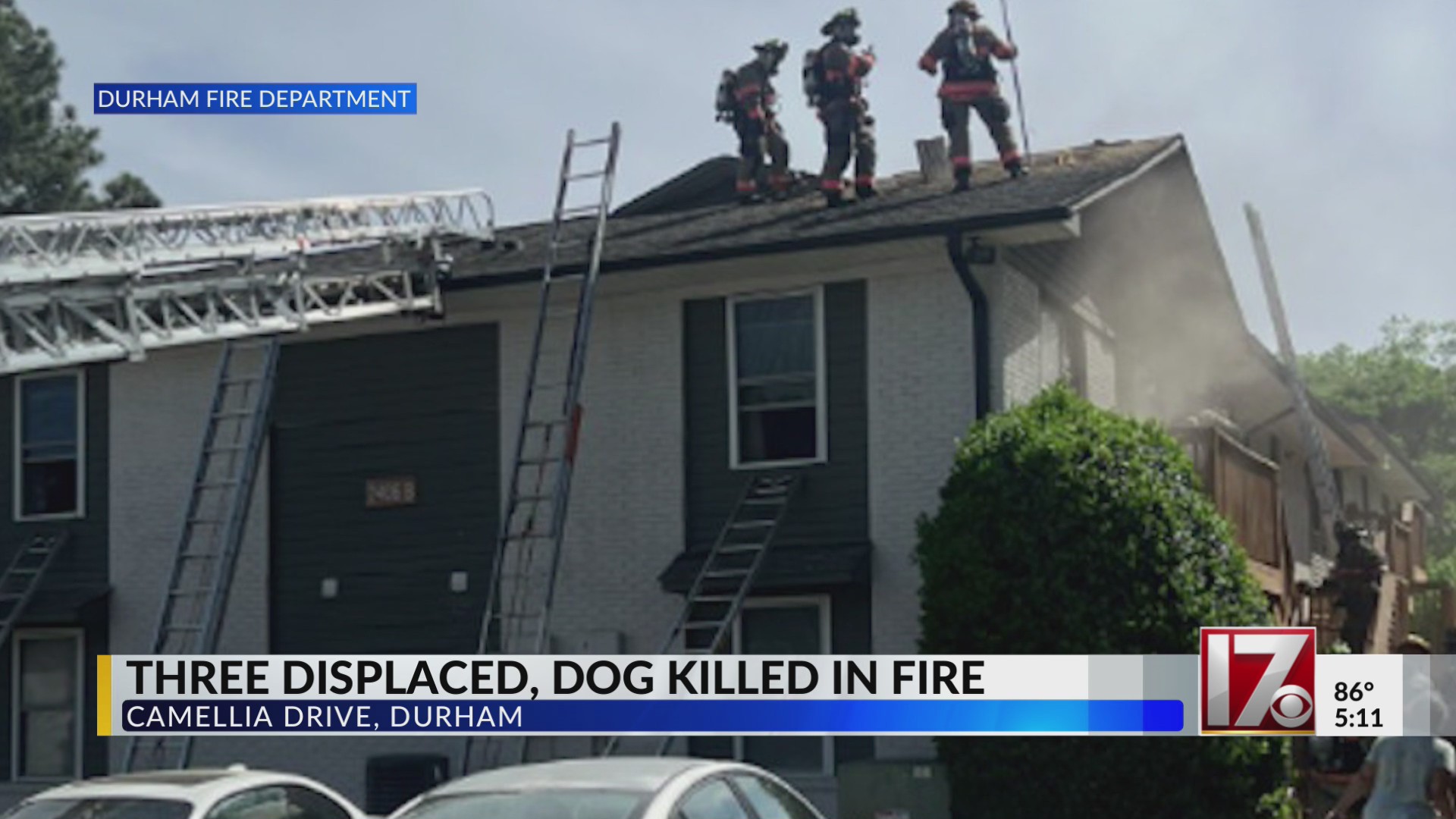 Three displaced, dog killed in Durham fire – CBS17.com