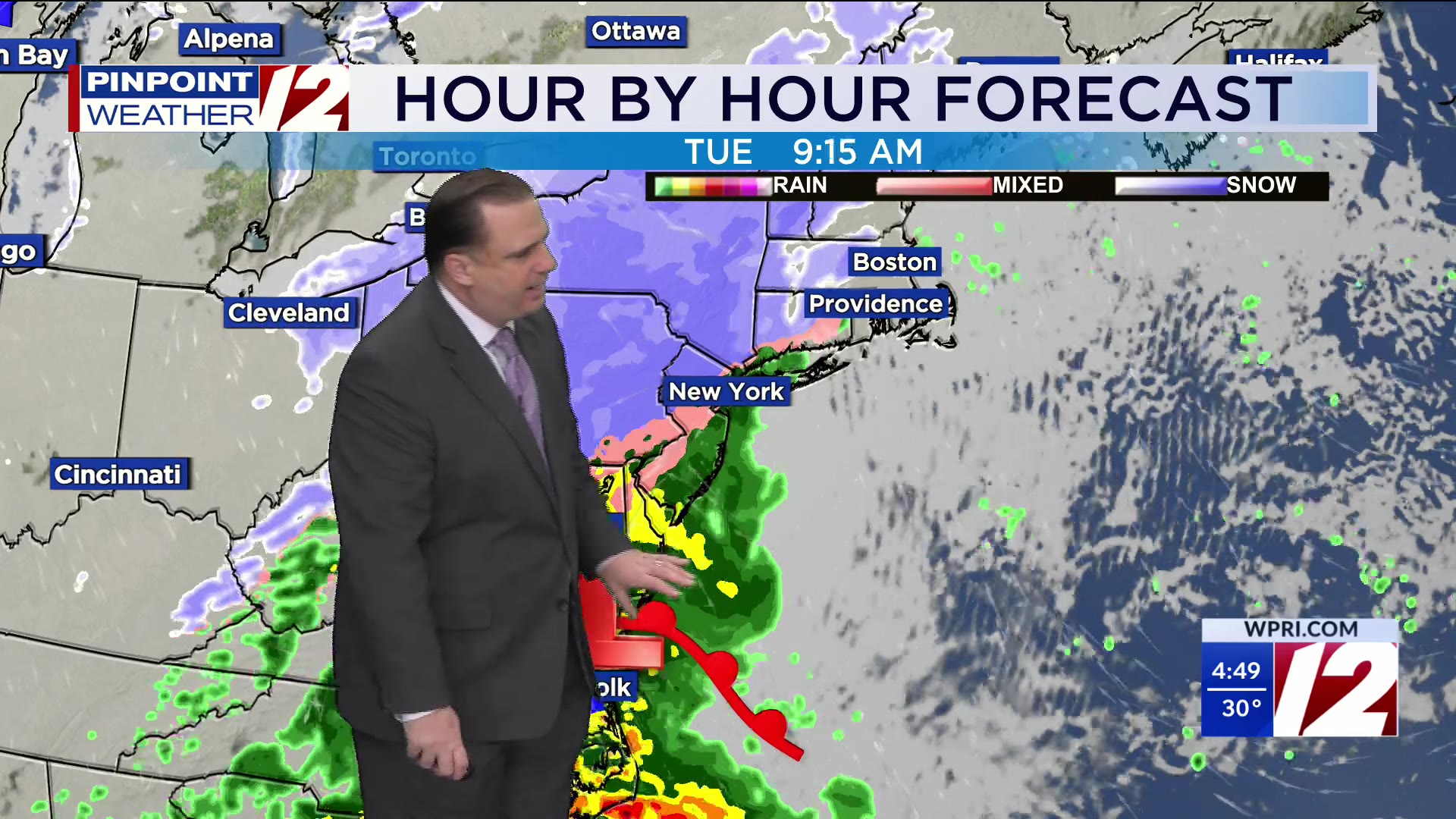 WPRI 12 Weather Forecast for 12/2/25: Light snow early turning to all ...