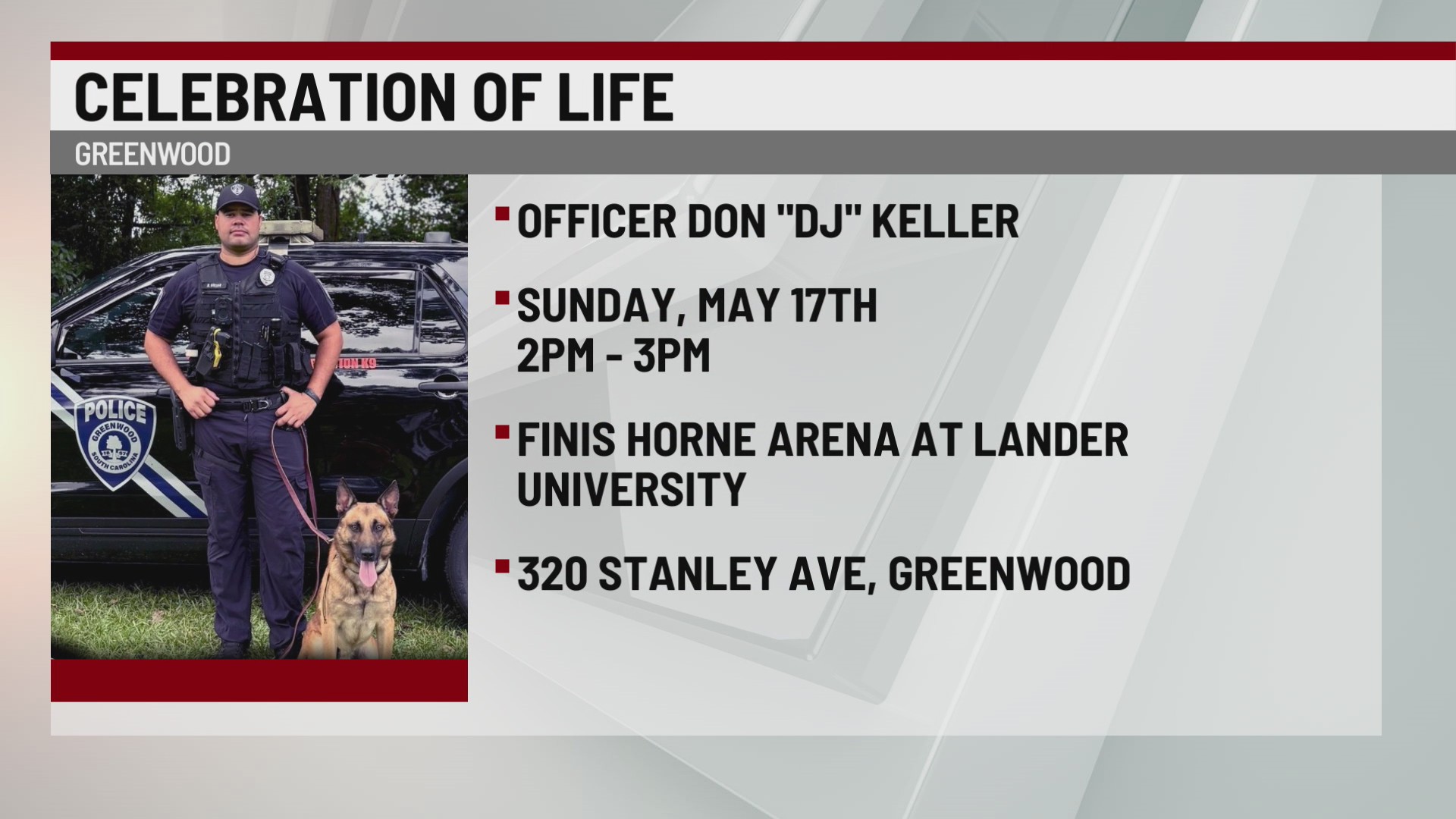 Funeral arrangements announced for officer killed in Greenwood crash ...